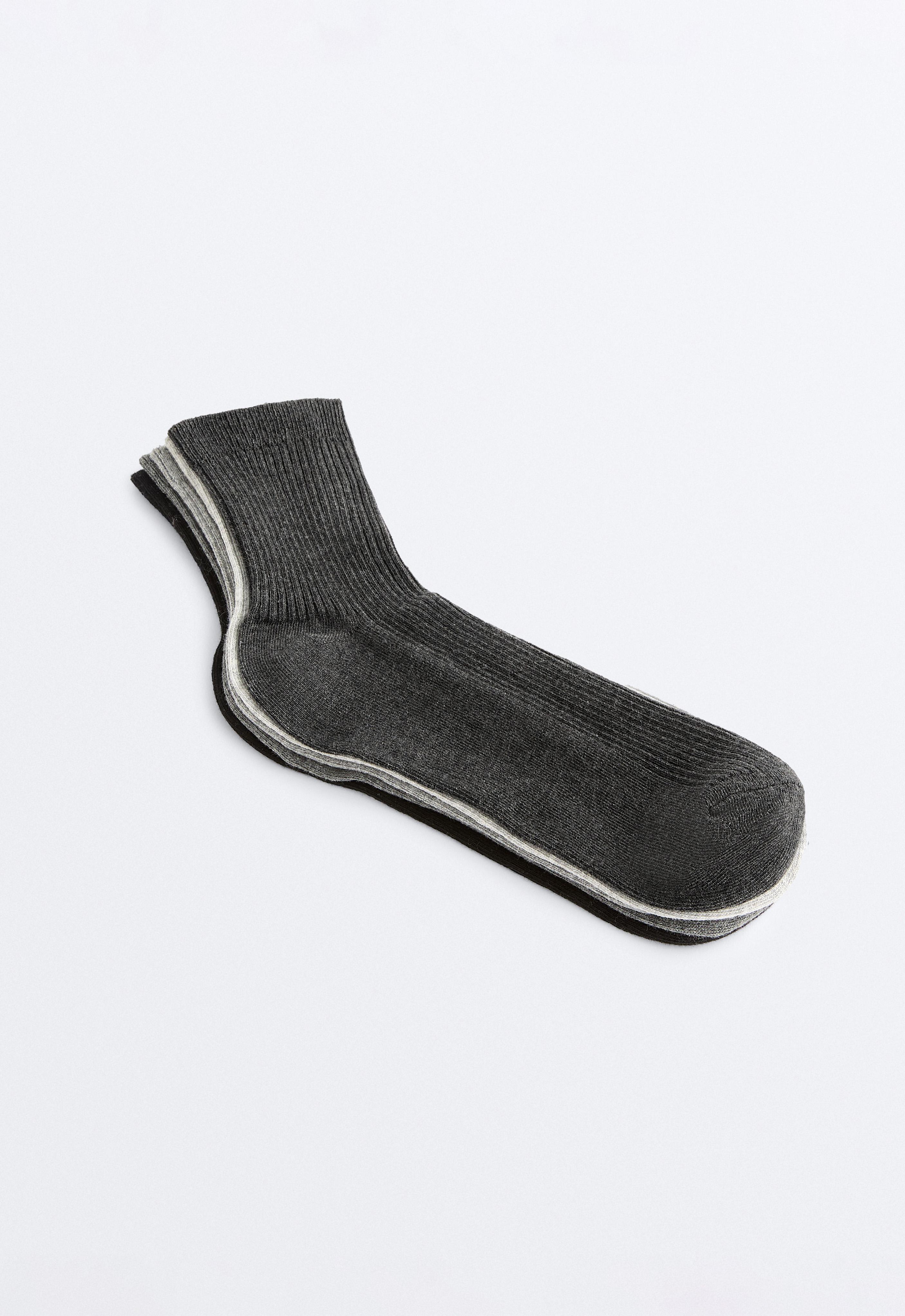 5 pairs of quarter socks with cotton — DARK GREY