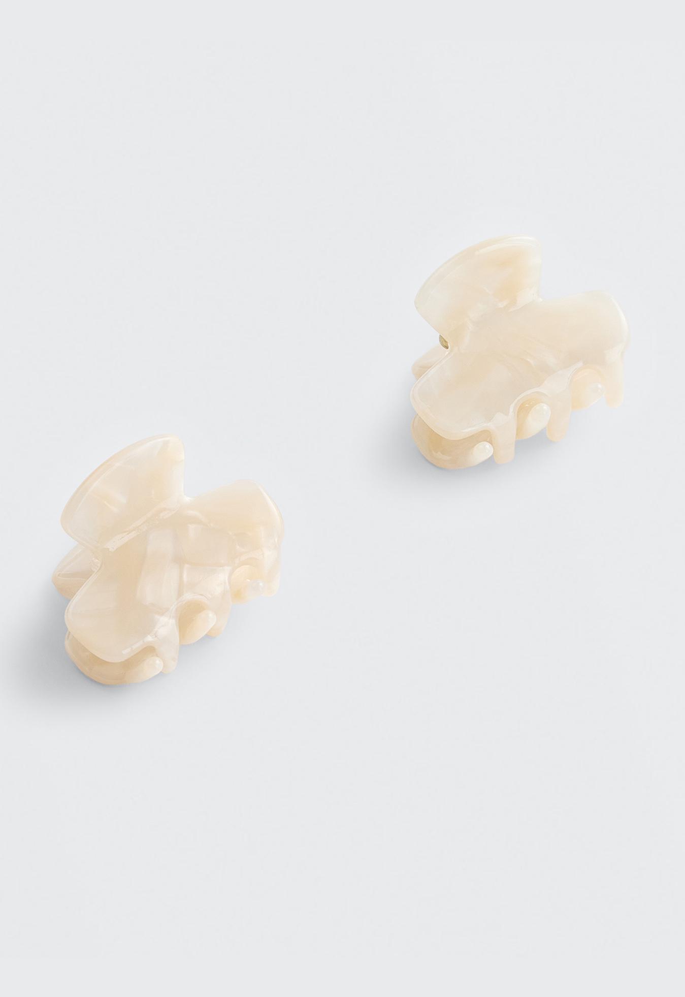 2 mini hair clips — OATMEAL