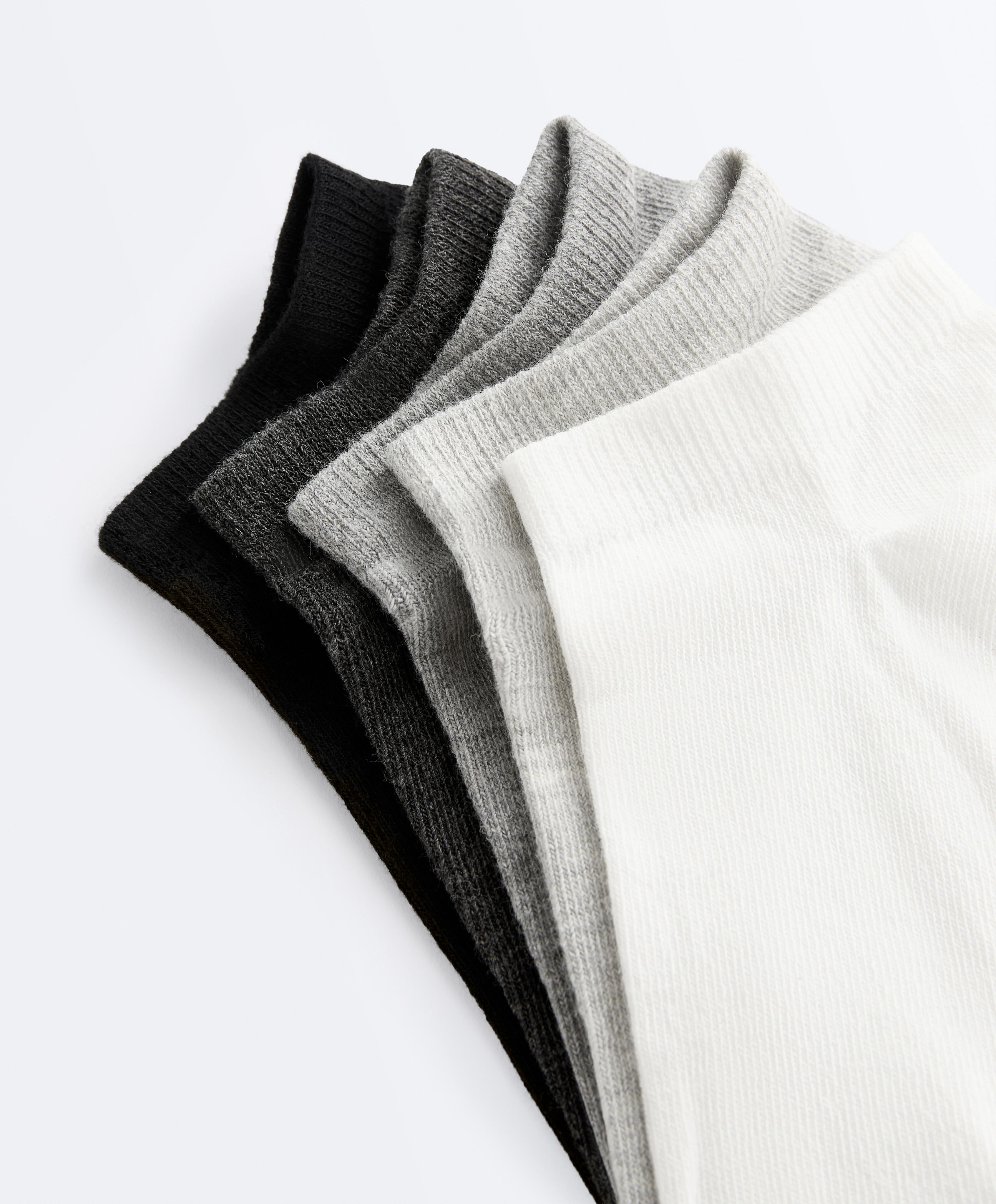 5 pairs of cotton blend sneaker socks — DARK GREY