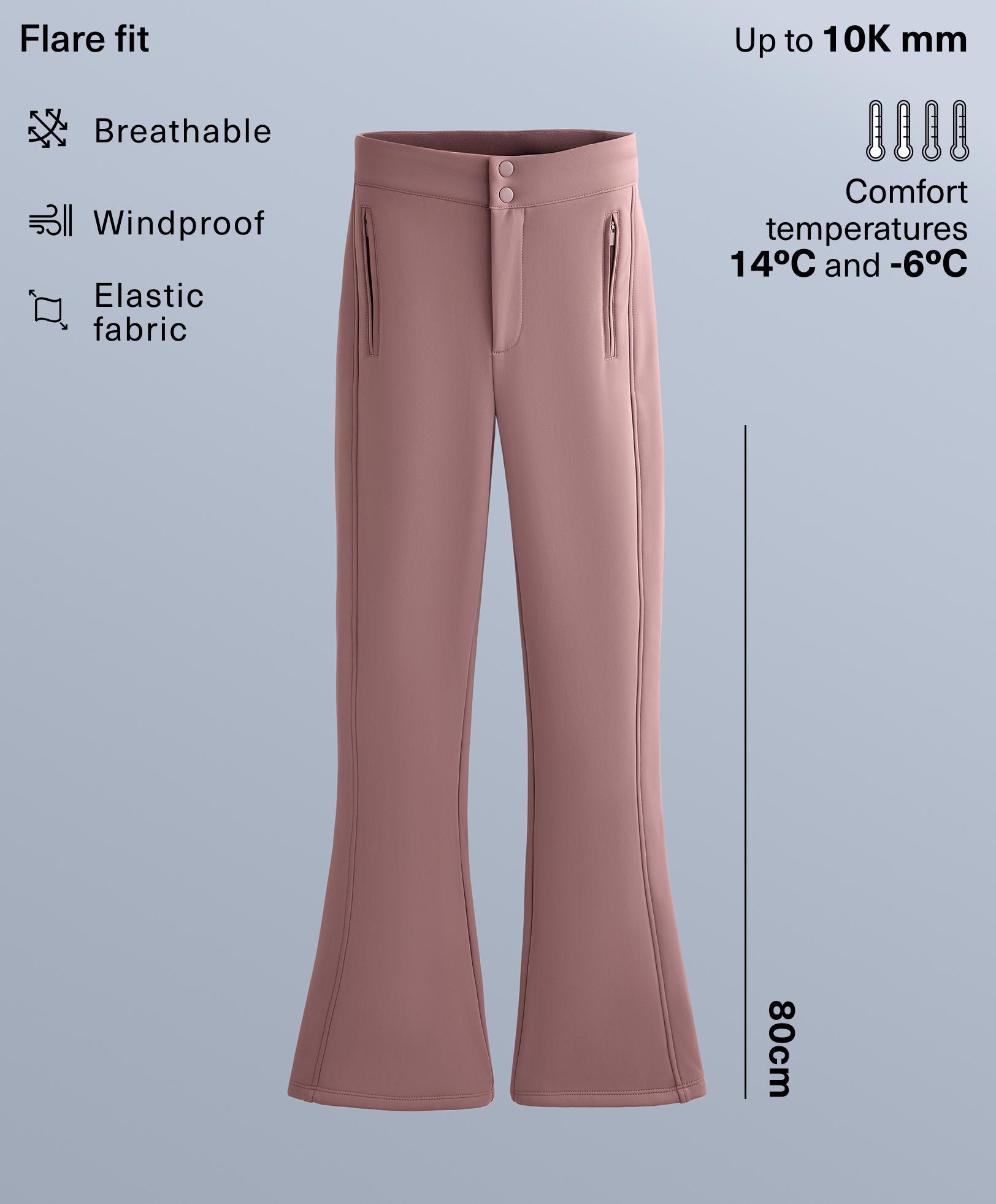Water-resistant flare stretch SKI trousers — PINK-MAUVE