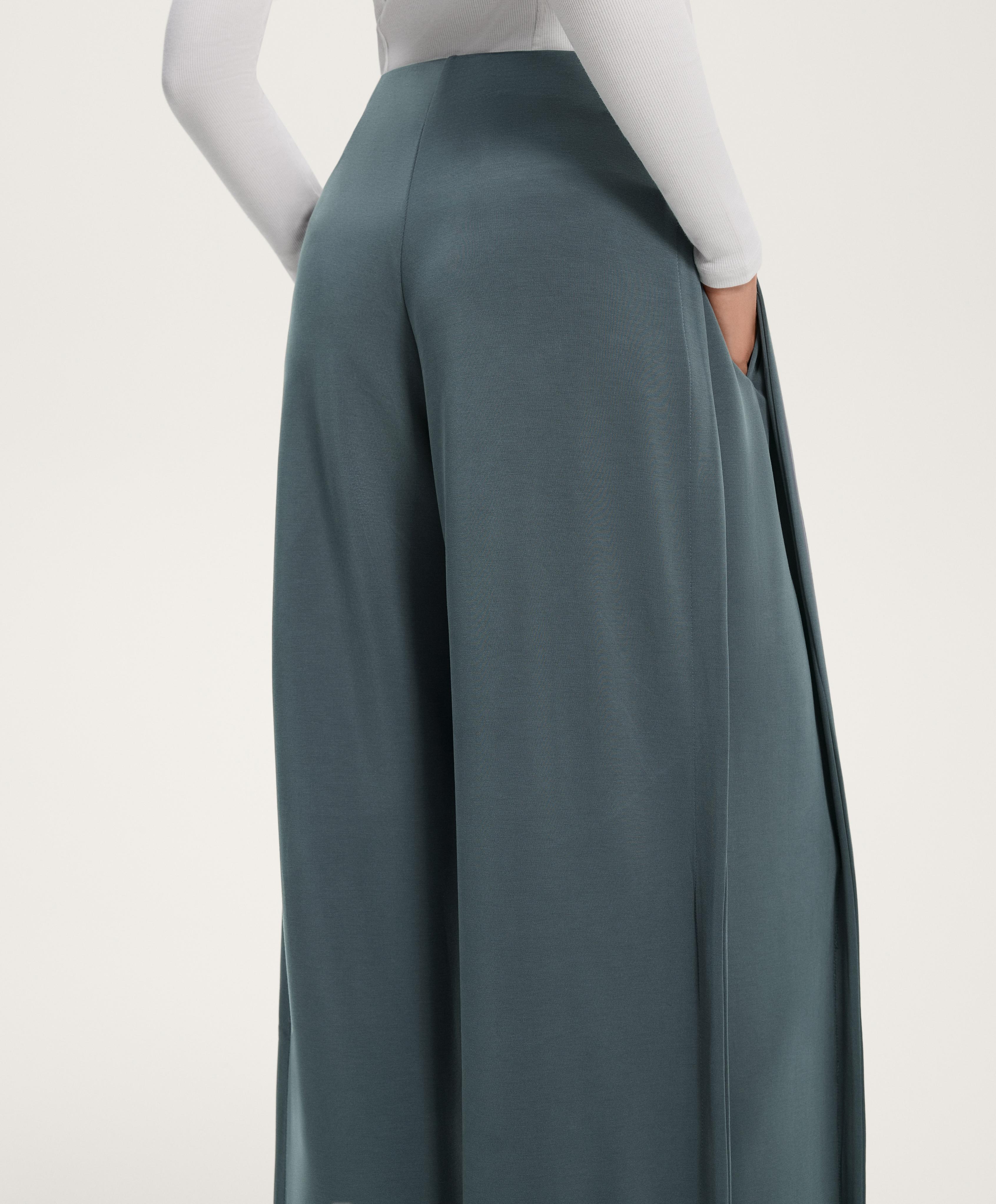 Pantalón wide leg pliegue lateral con modal tacto suave - Rebajas