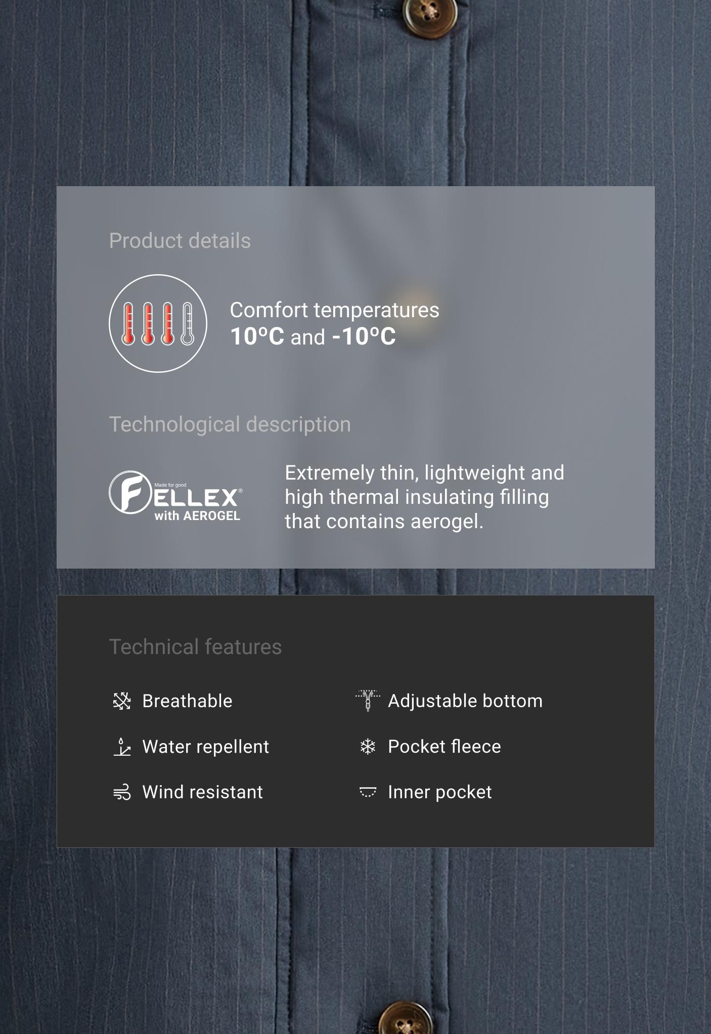 Krátká prošívaná bunda FELLEX® s AEROGELem, střih do A