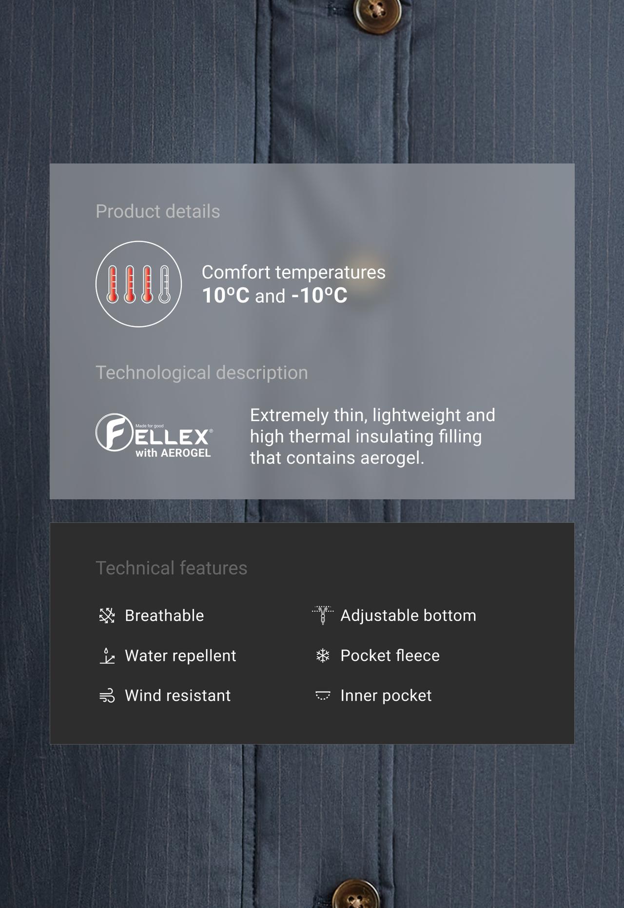 FELLEX® AEROGEL A-line canvas padded jacket — MAUVE-BLUE