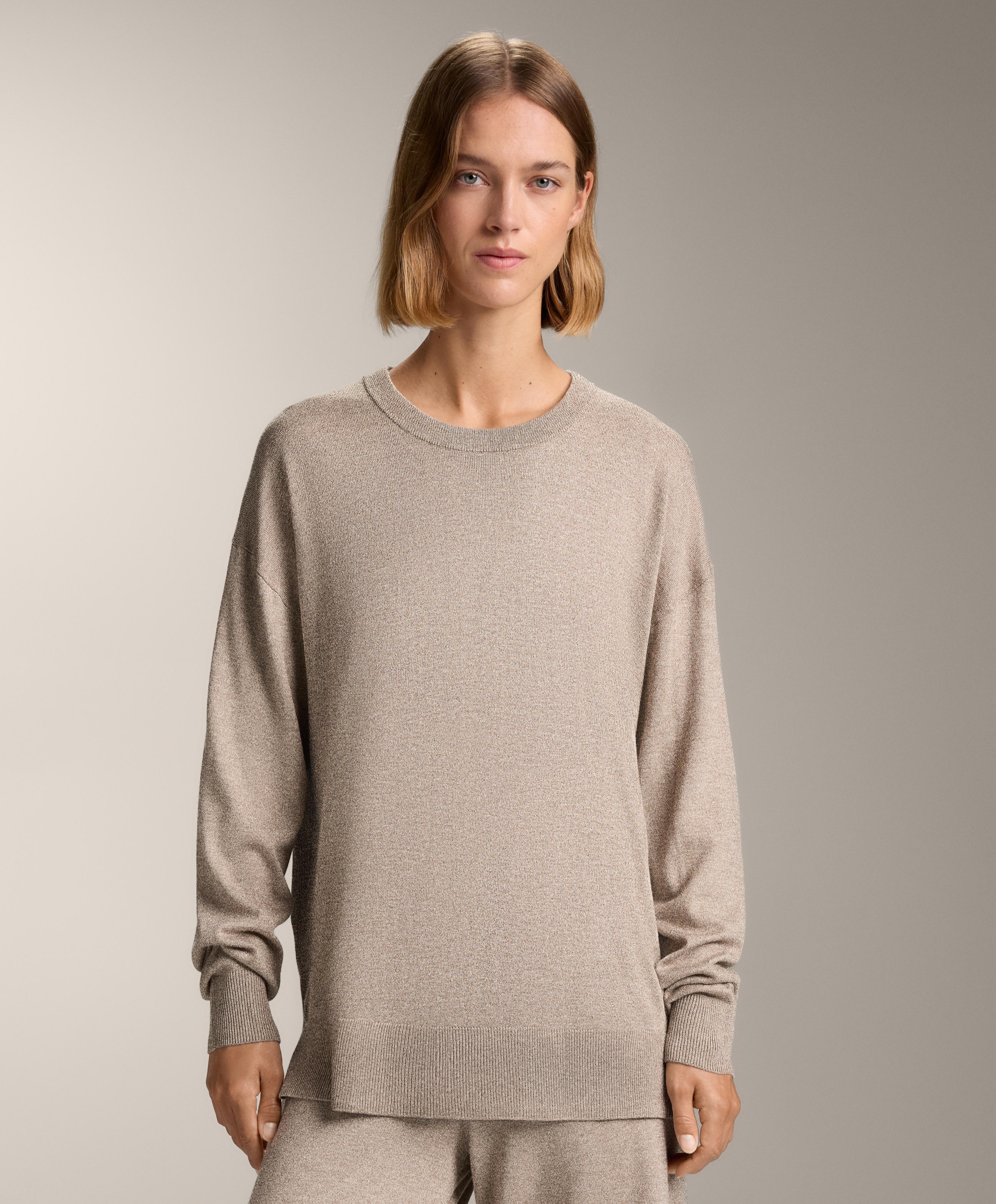 Camisola de malha 10% caxemira gola redonda
