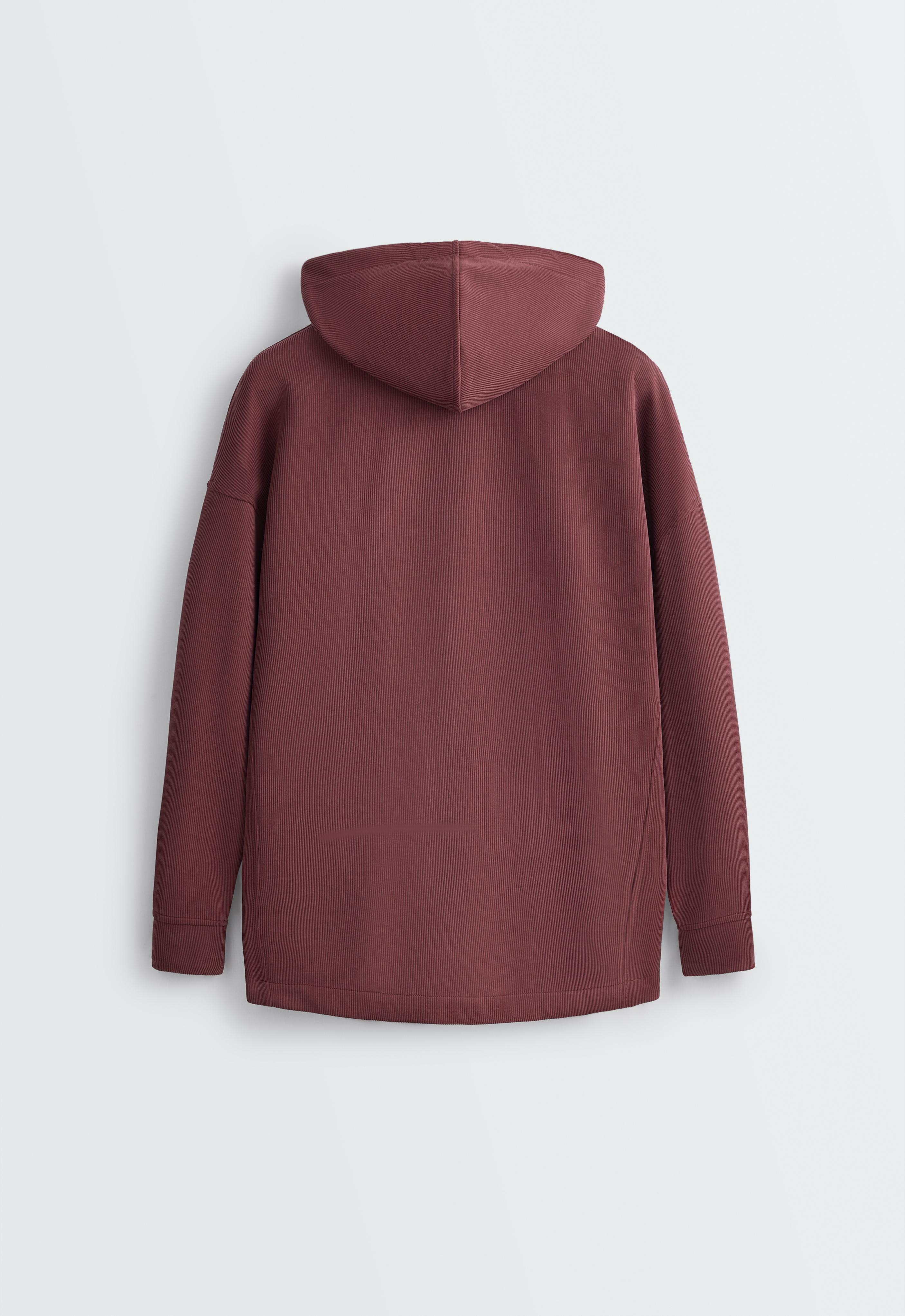 Oversize rib jacket with soft-touch modal — BURGUNDY