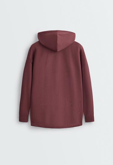 Oversize rib jacket with soft-touch modal — BURGUNDY 8