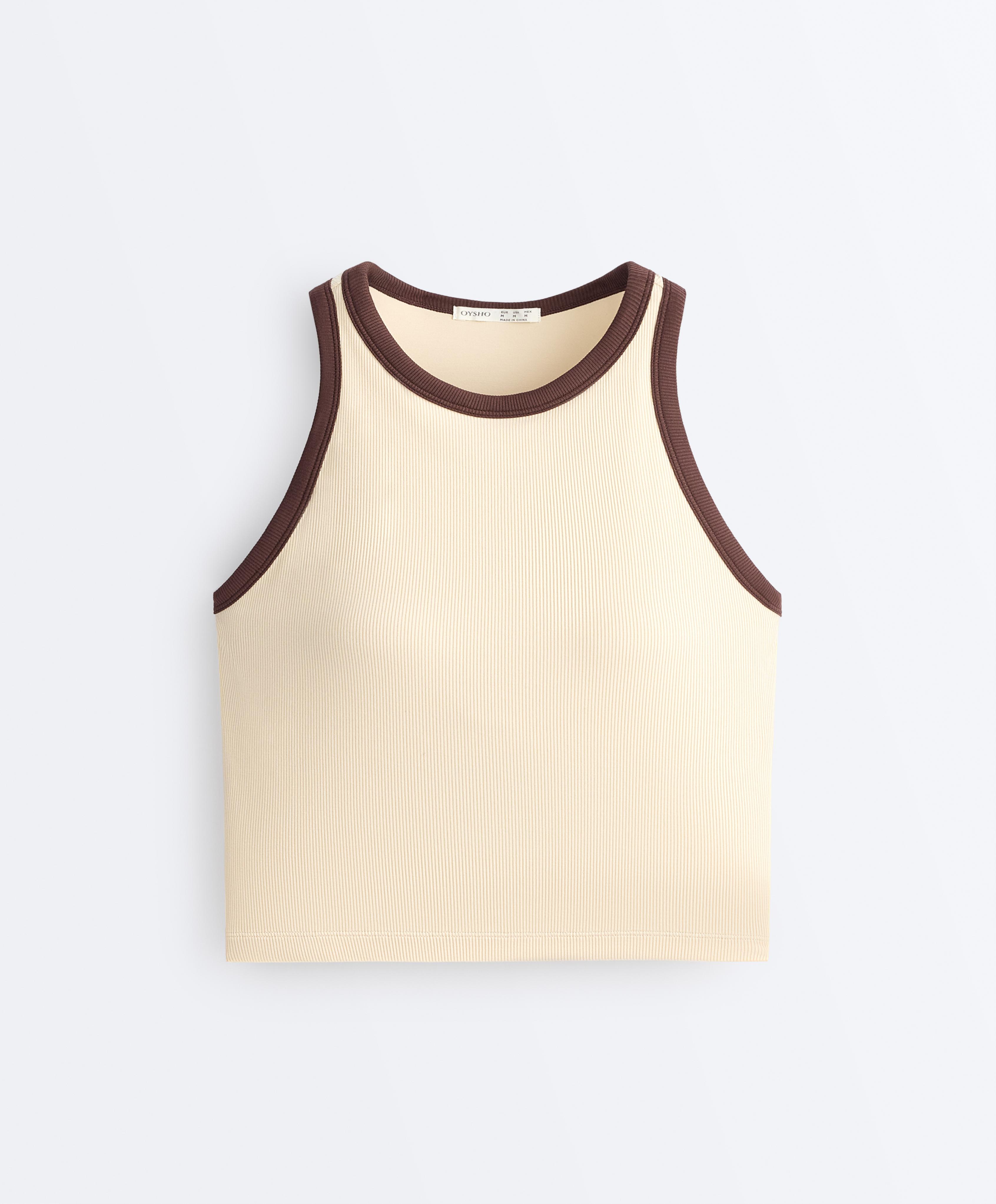 Rib modal blend long tank top — VANILLA