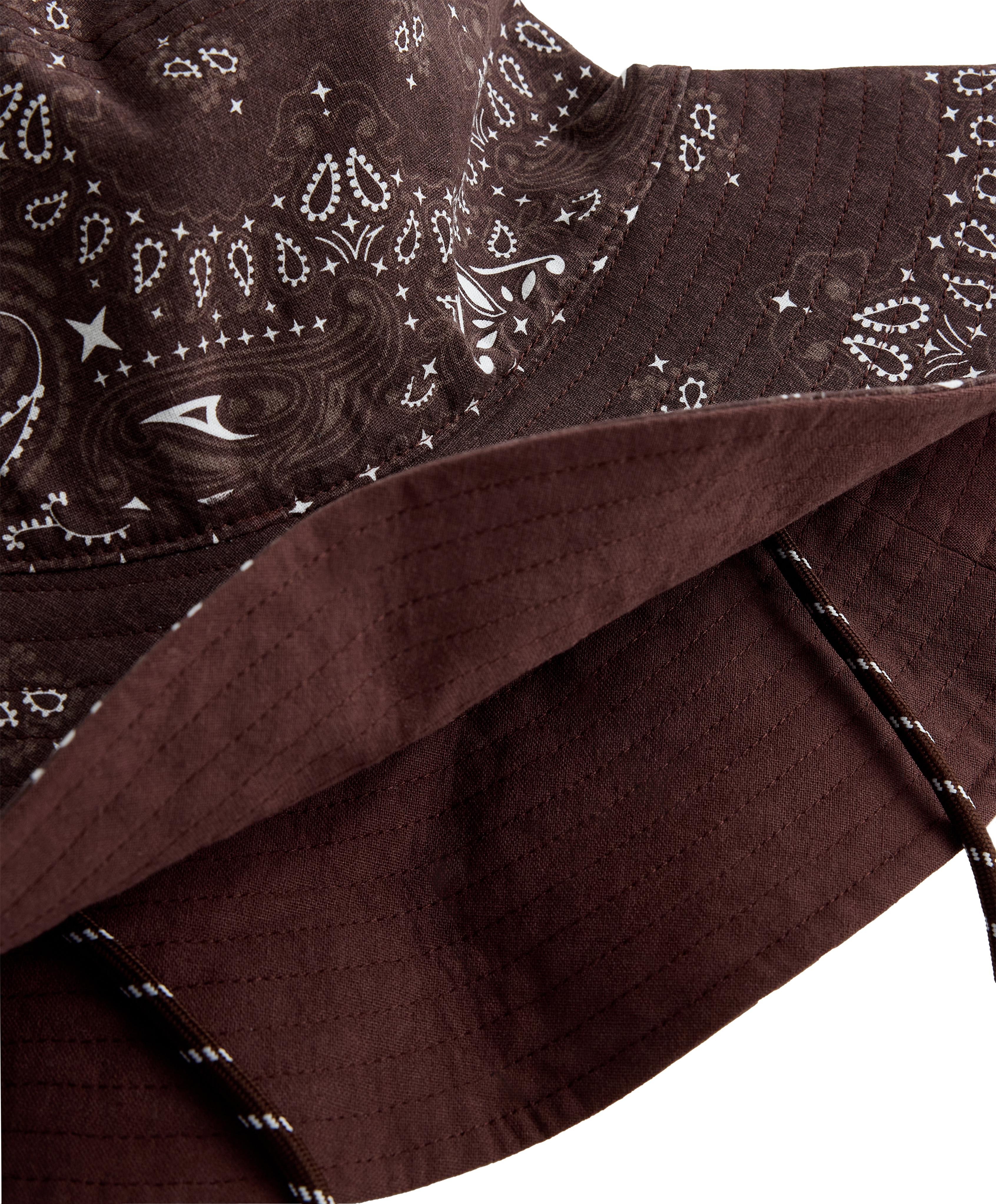 Reversible 100% cotton bandana bucket hat — BEIGE
