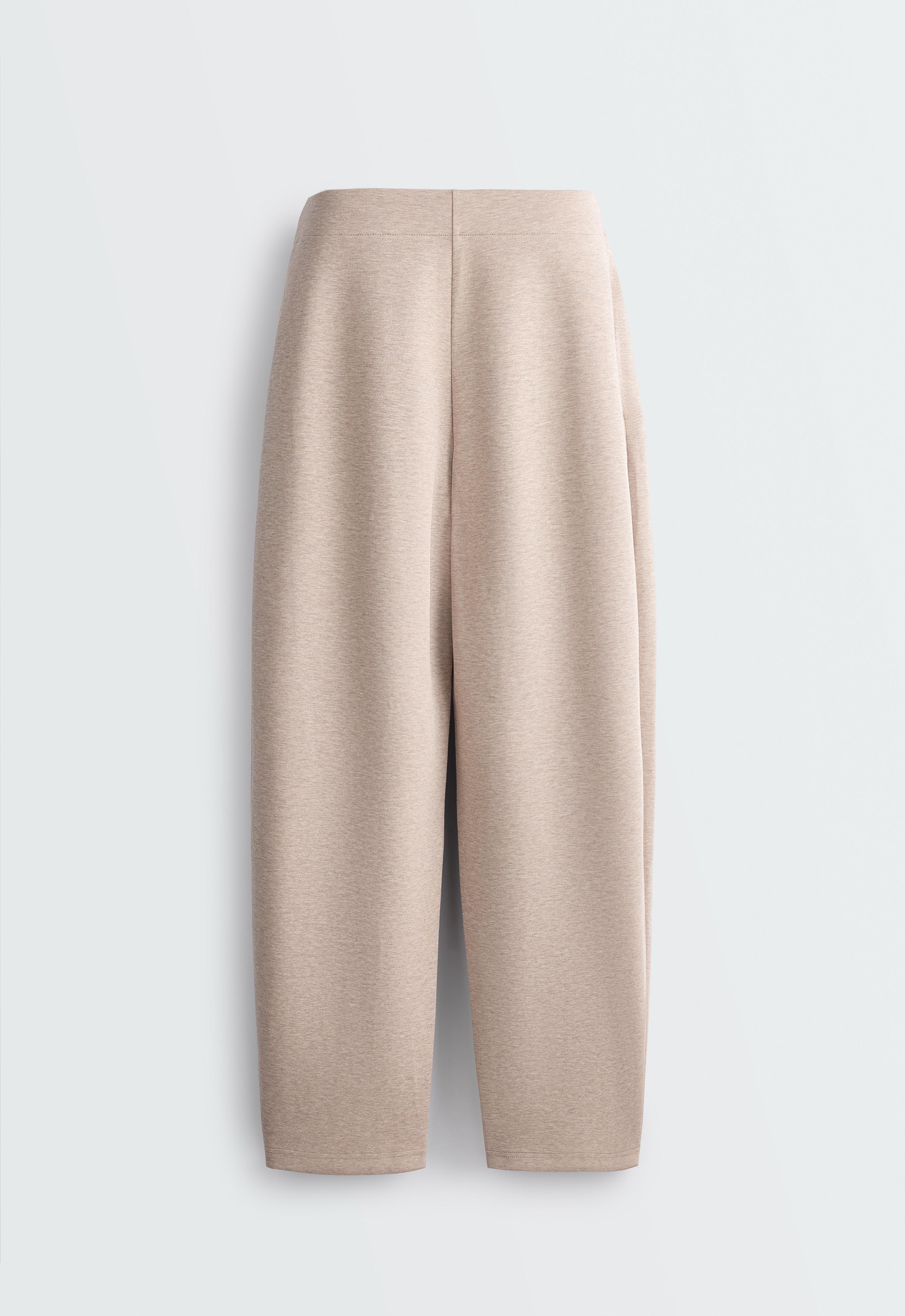 Piqué cotton cocoon trousers — SOFT MINK