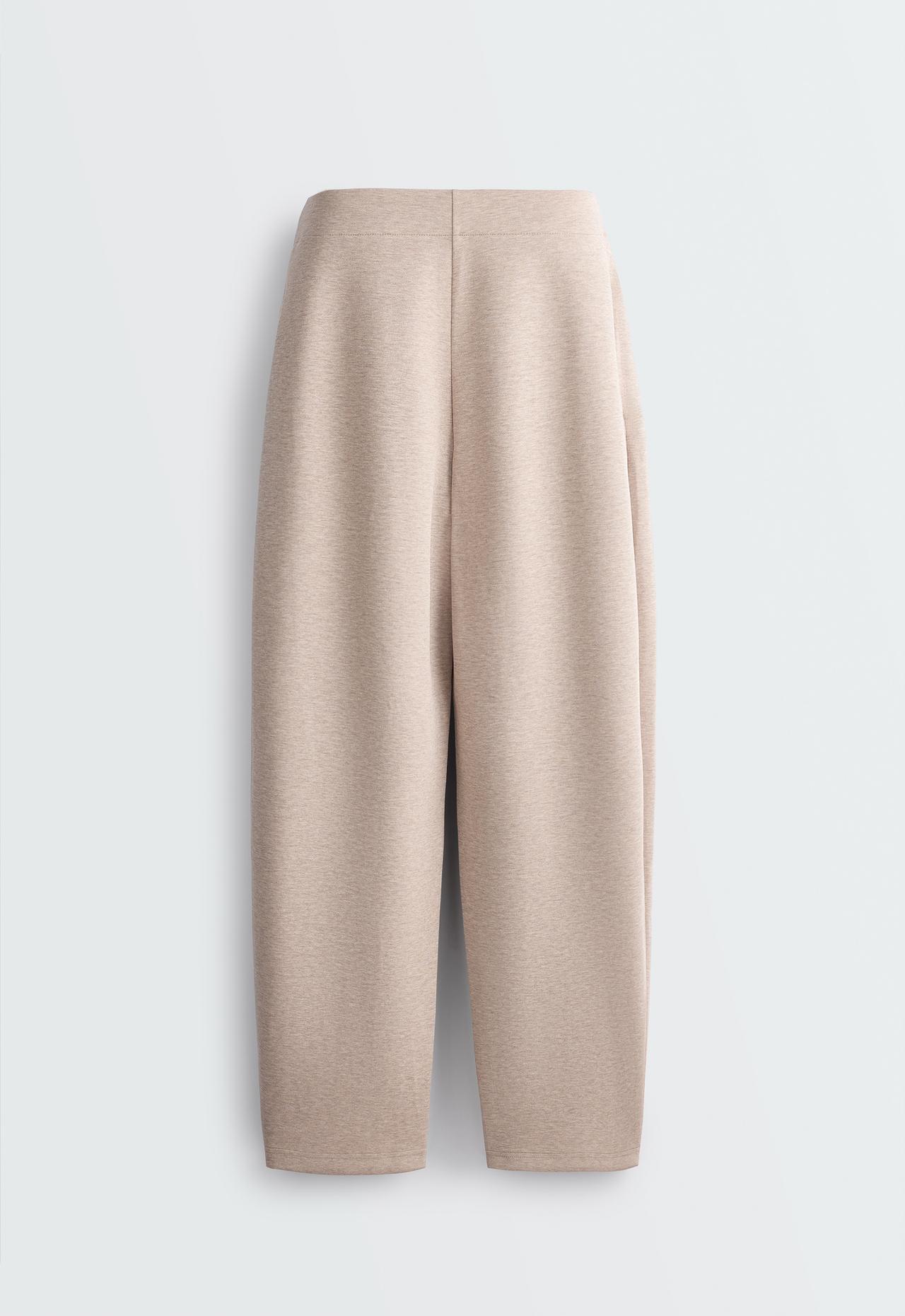 Piqué cotton cocoon trousers — SOFT MINK