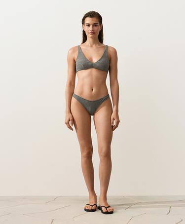 Mini check U-cut medium-coverage bikini briefs — BLACK 2