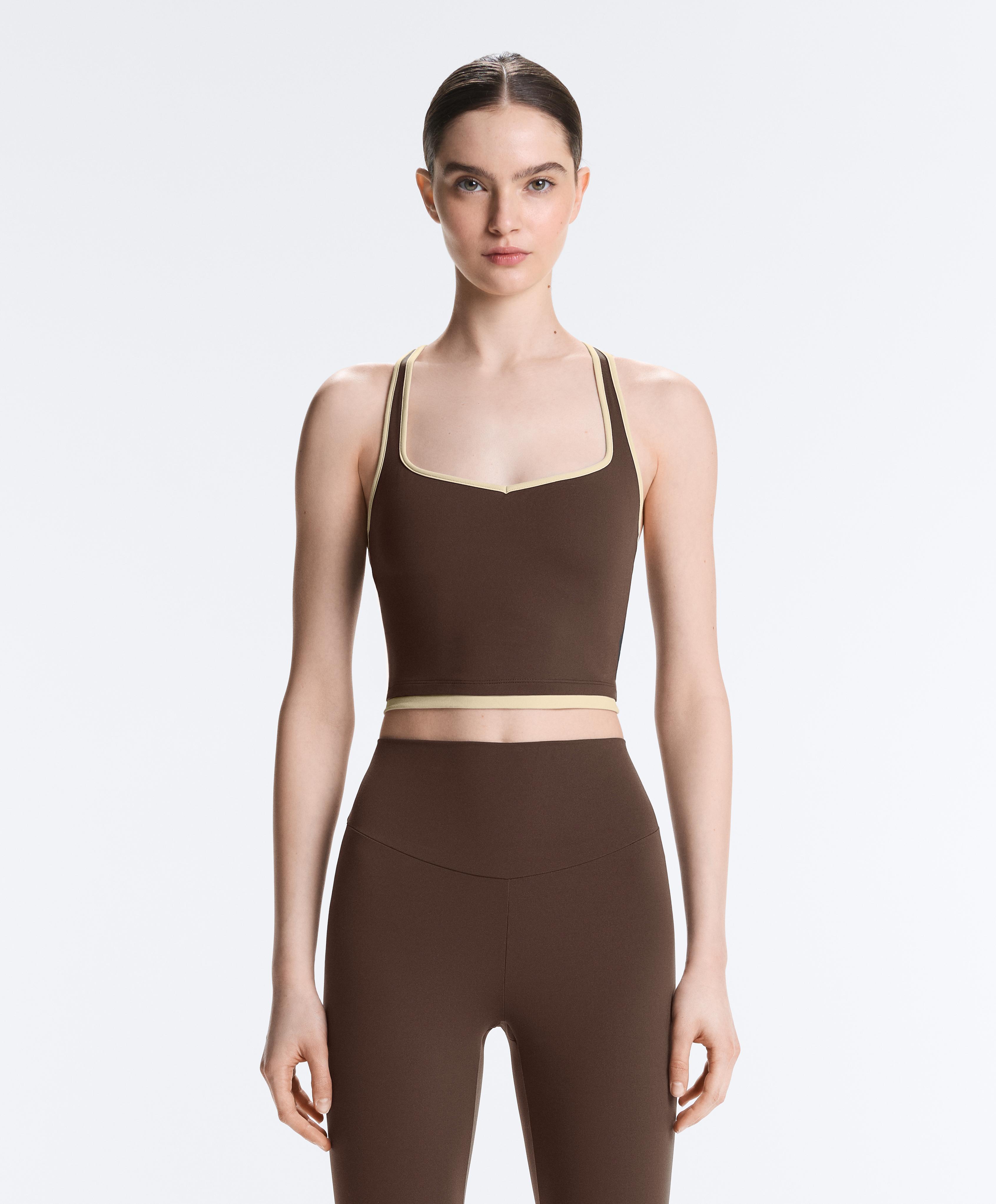 Comfortlux contrast crossover back Tank top — BROWN