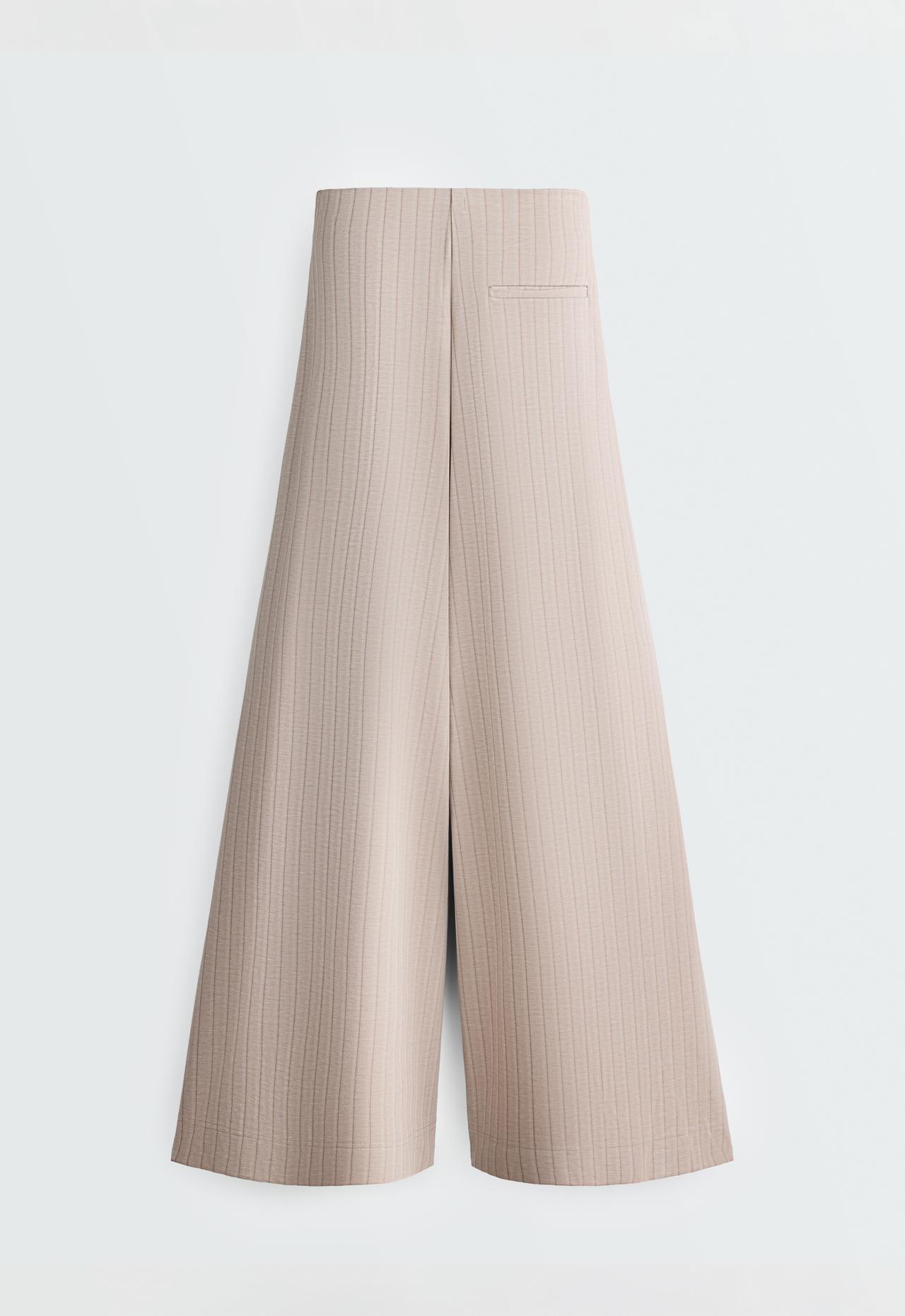 Soft-touch striped wide-leg trousers — SOFT MINK