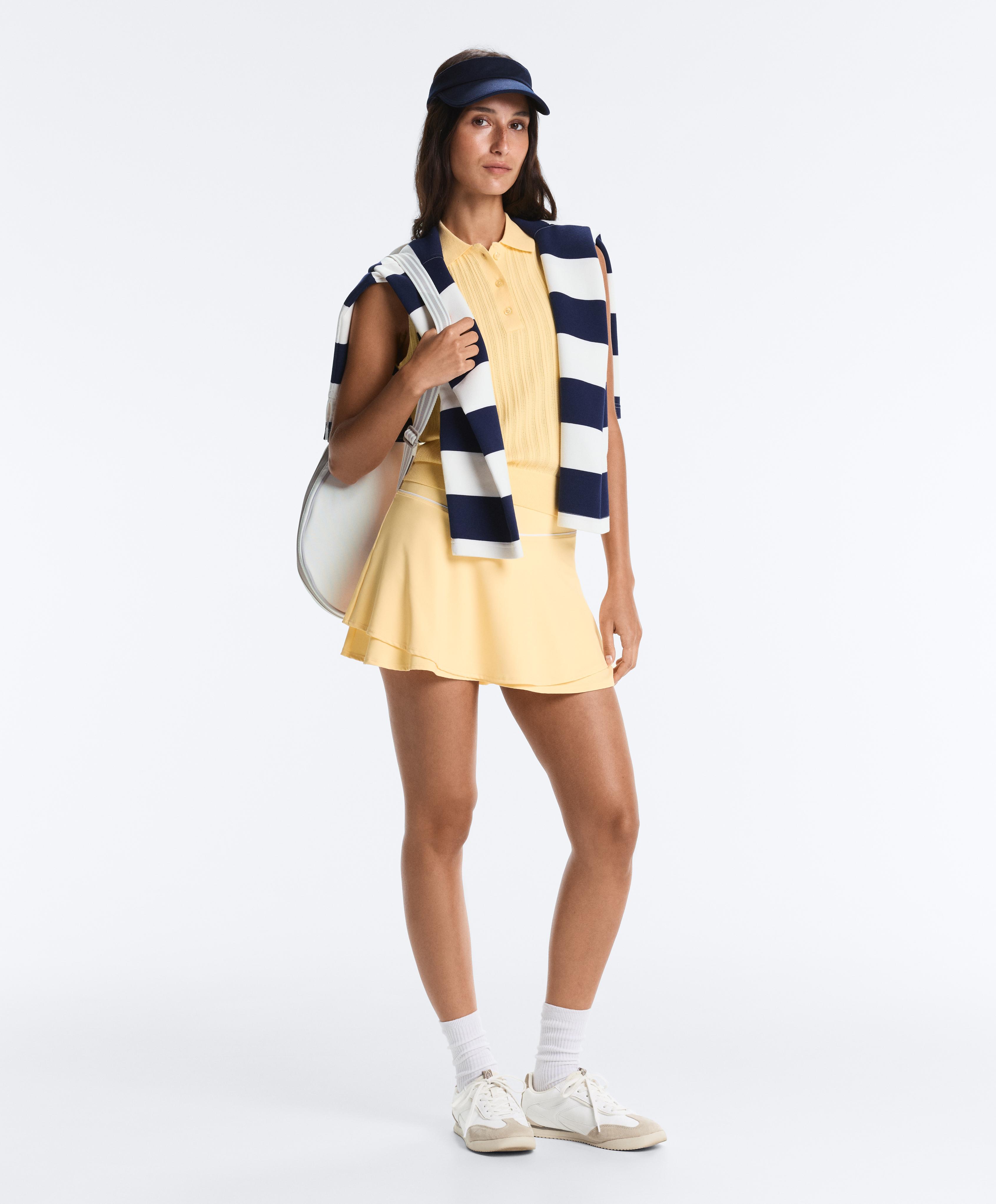 Sleeveless open knit jumper — MID-YELLOW