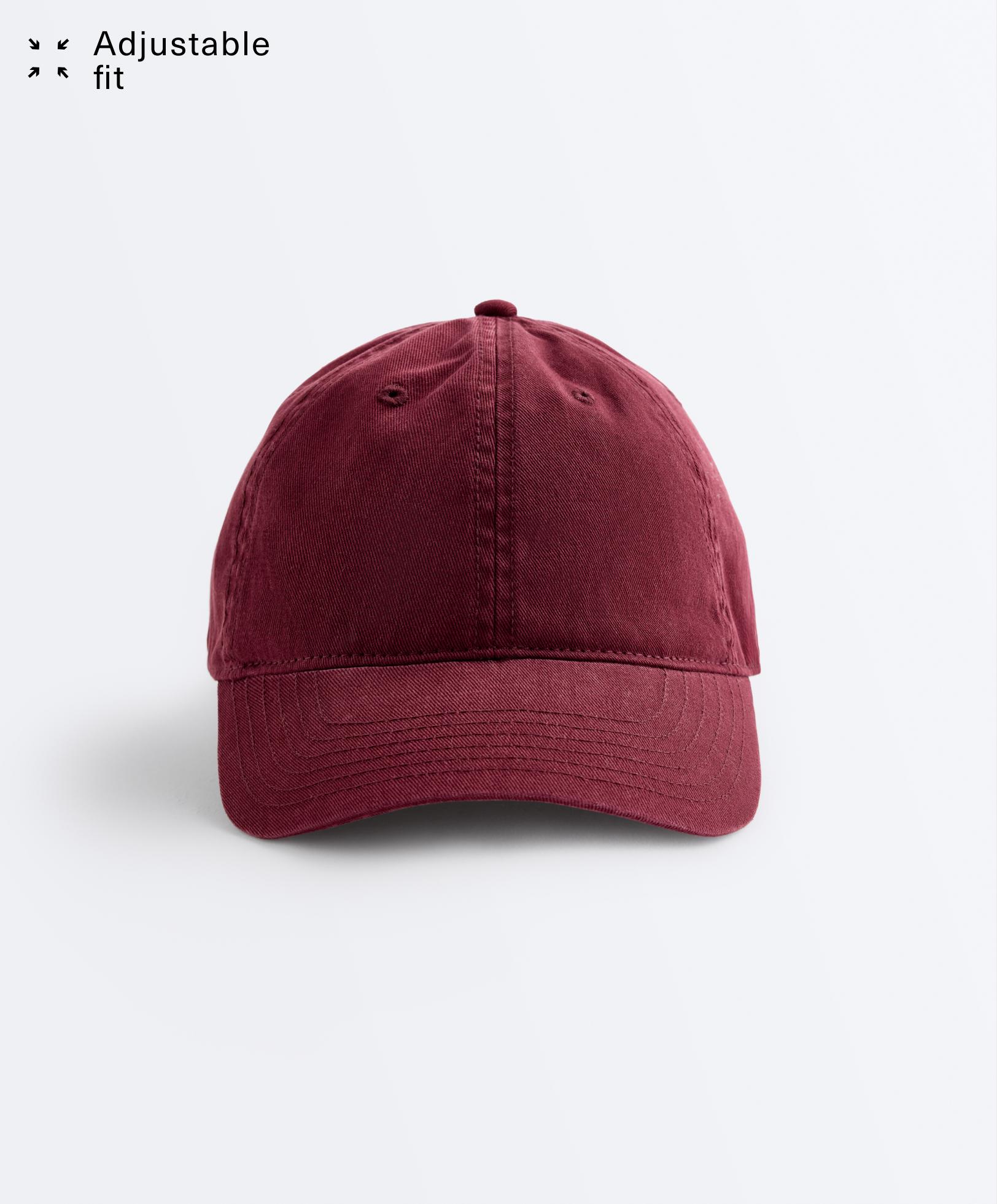 Washed-effect 100% cotton cap — BURGUNDY