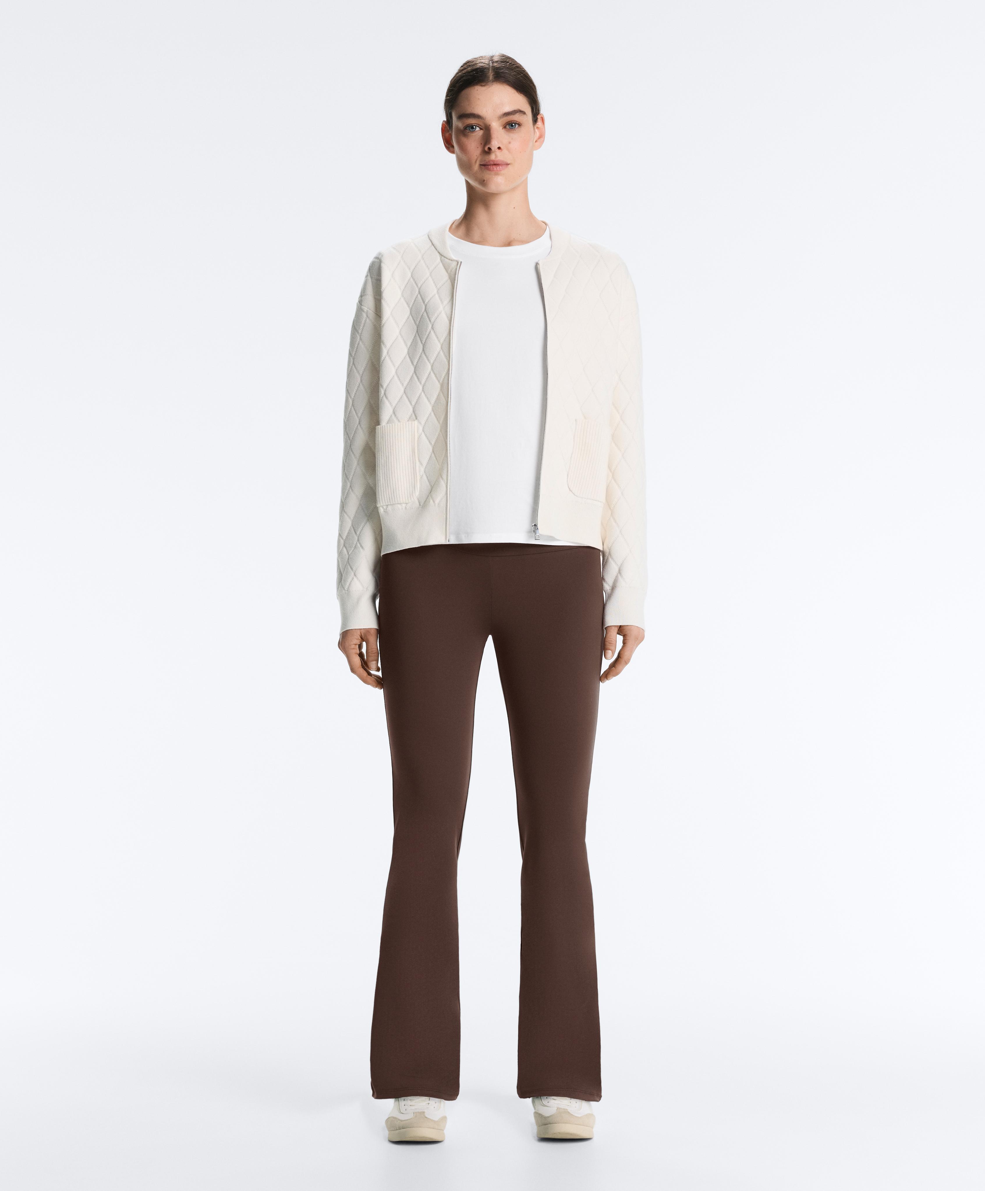 Argyle knit jacket — PALE ECRU