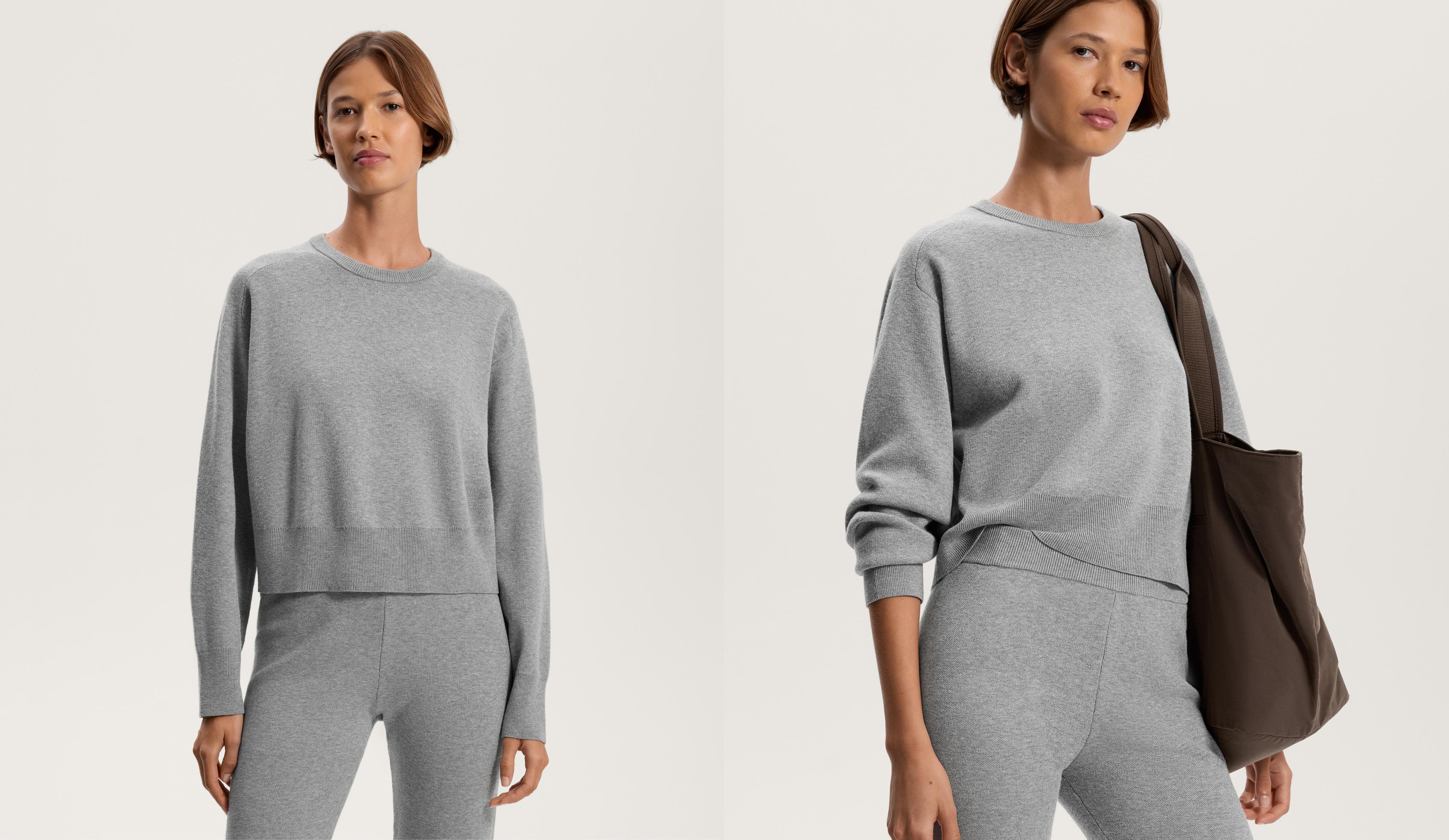 Round neck knit jumper with rib details