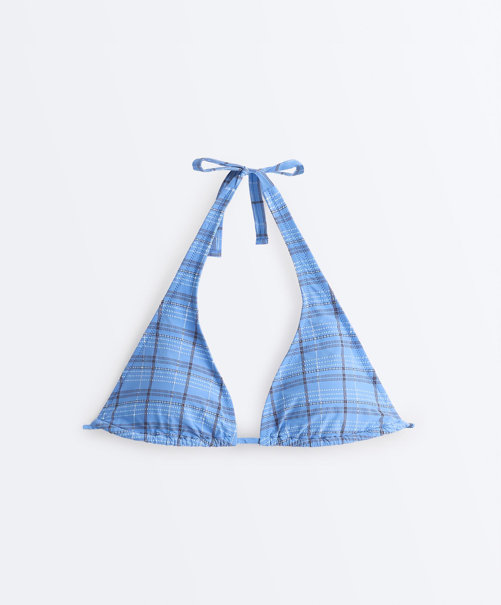 Halterneck gingham bikini — SKY BLUE
