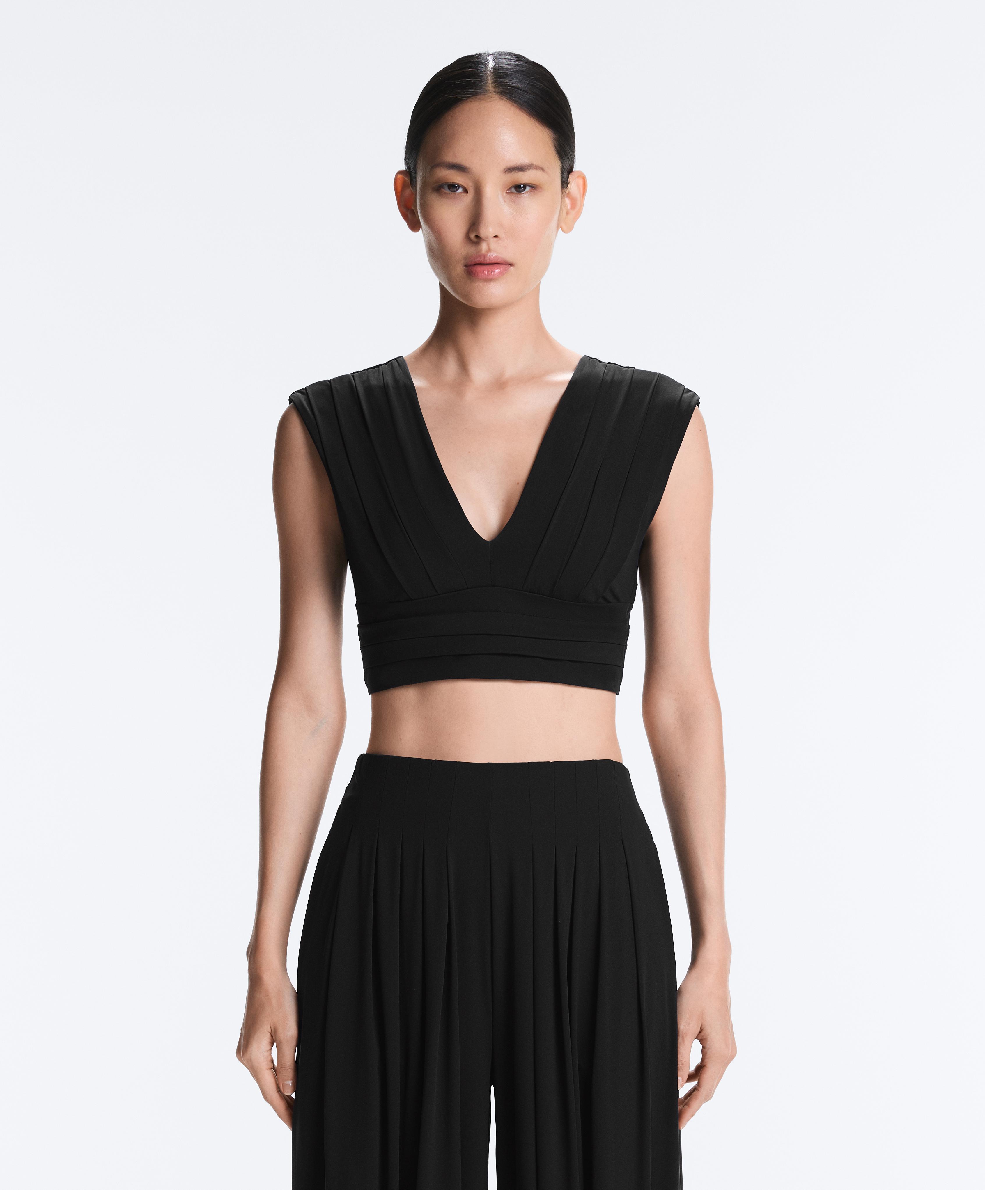 Light Touch pleated tank top — BLACK