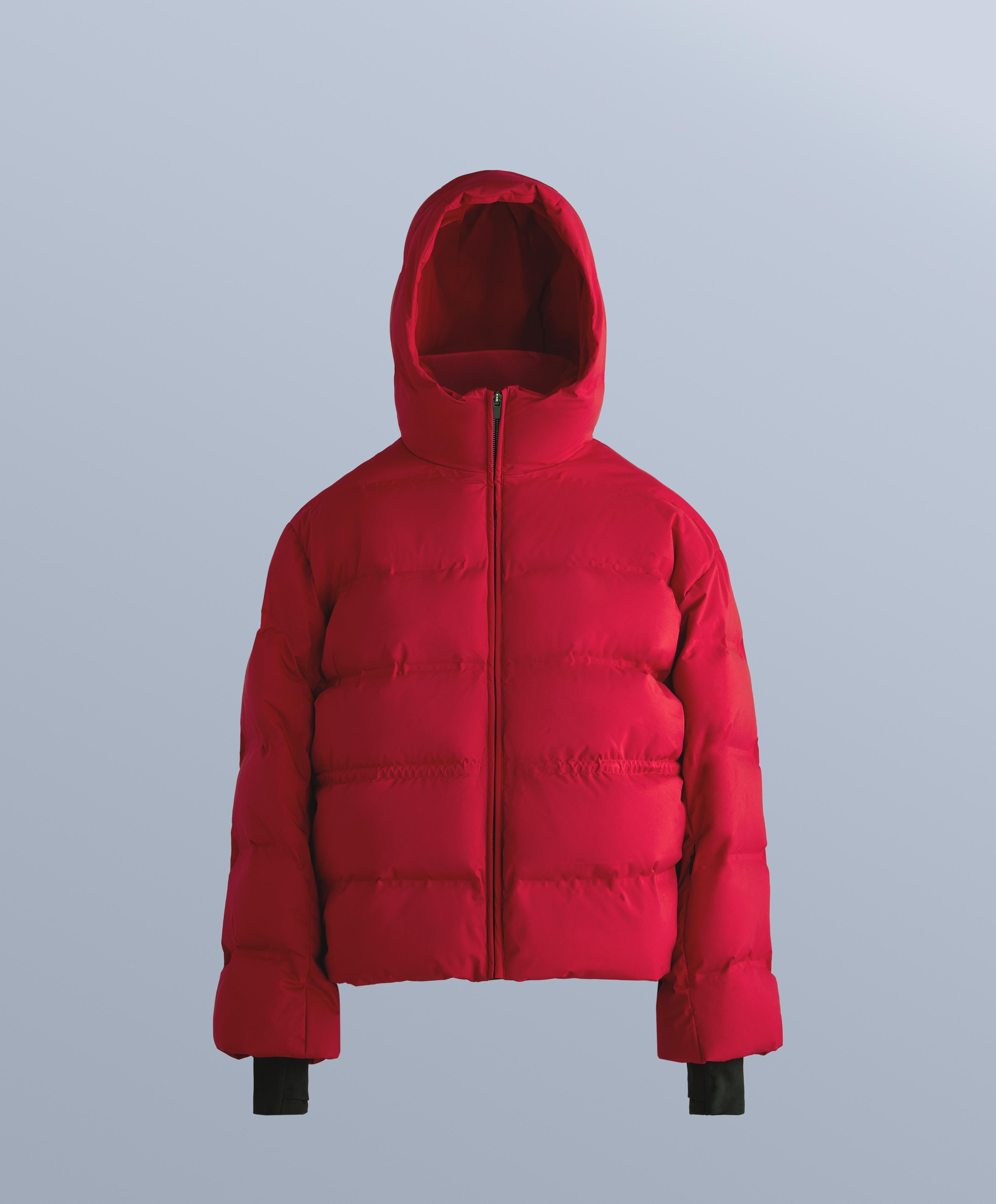 Lightweight padded jacket with 80% down and 20% MINARDI PIUME SKI water-resistant filling — RED