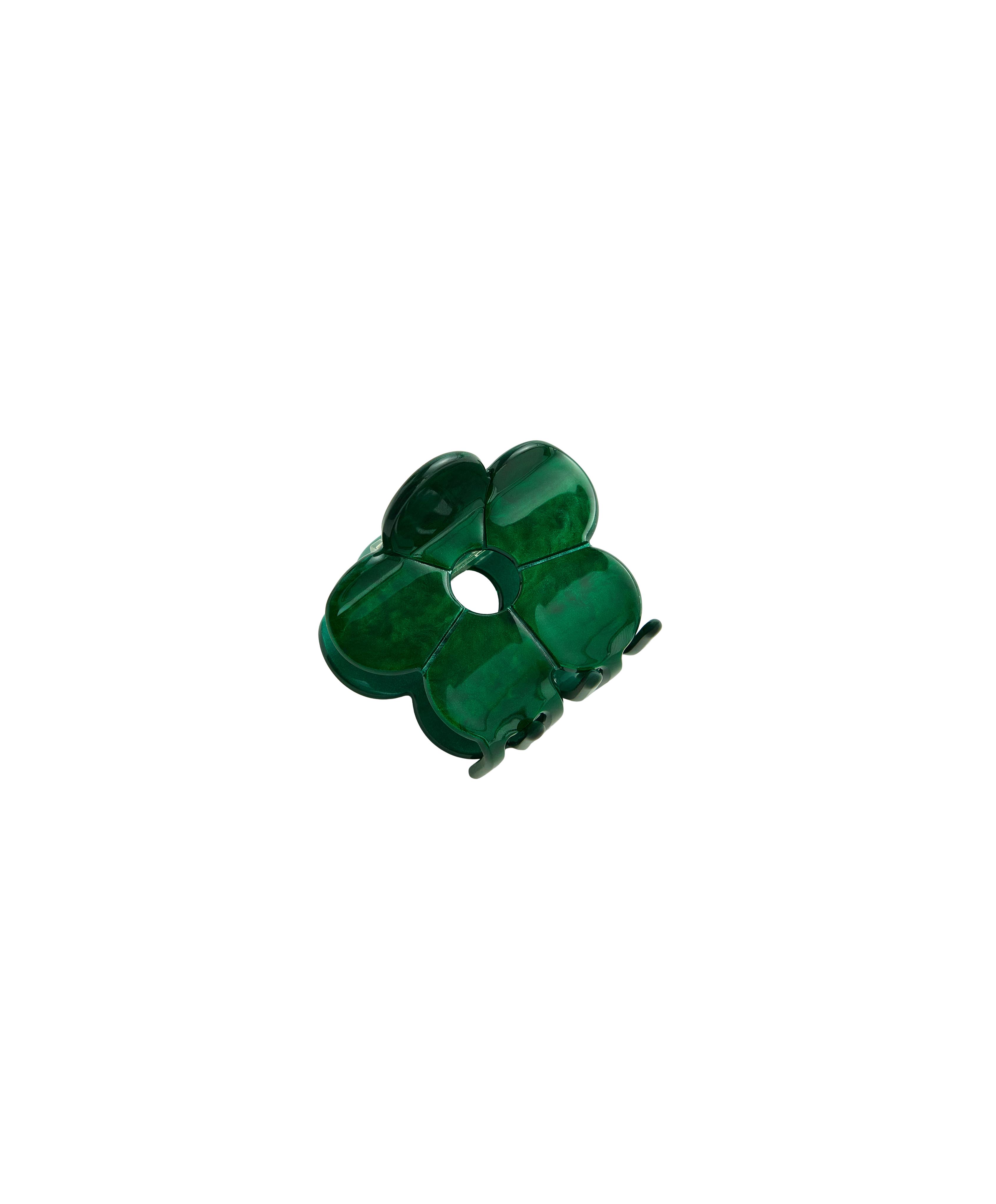 Small flower hair clip — DARK EMERALD