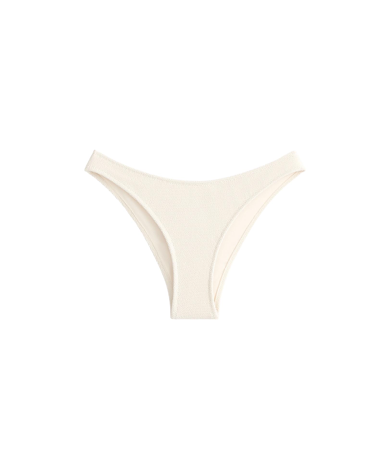 Medium-coverage U-cut crinkle bikini briefs — ECRU