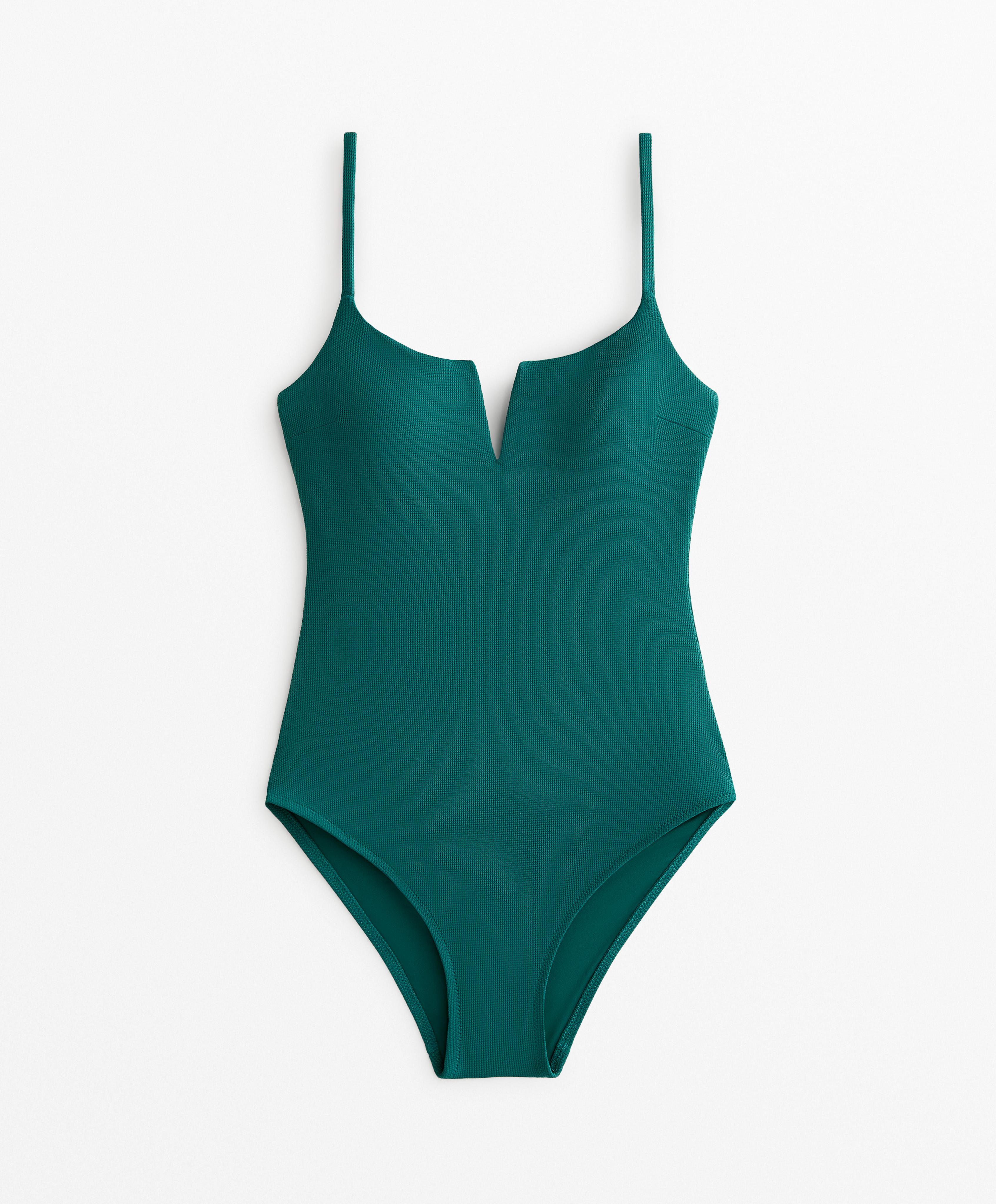 Piqué V-neck swimsuit