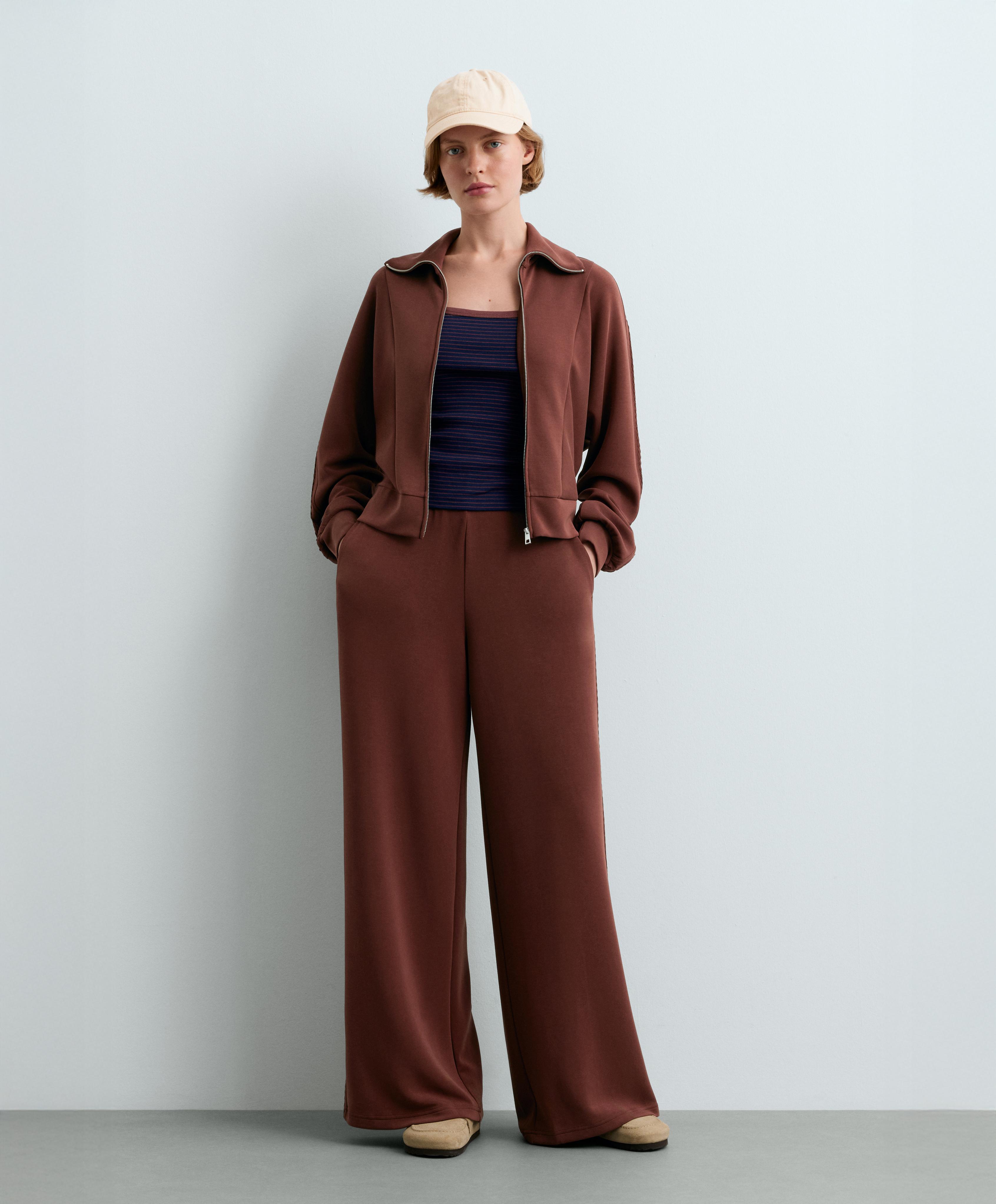 Straight-leg trousers with soft-touch modal — TERRACOTTA