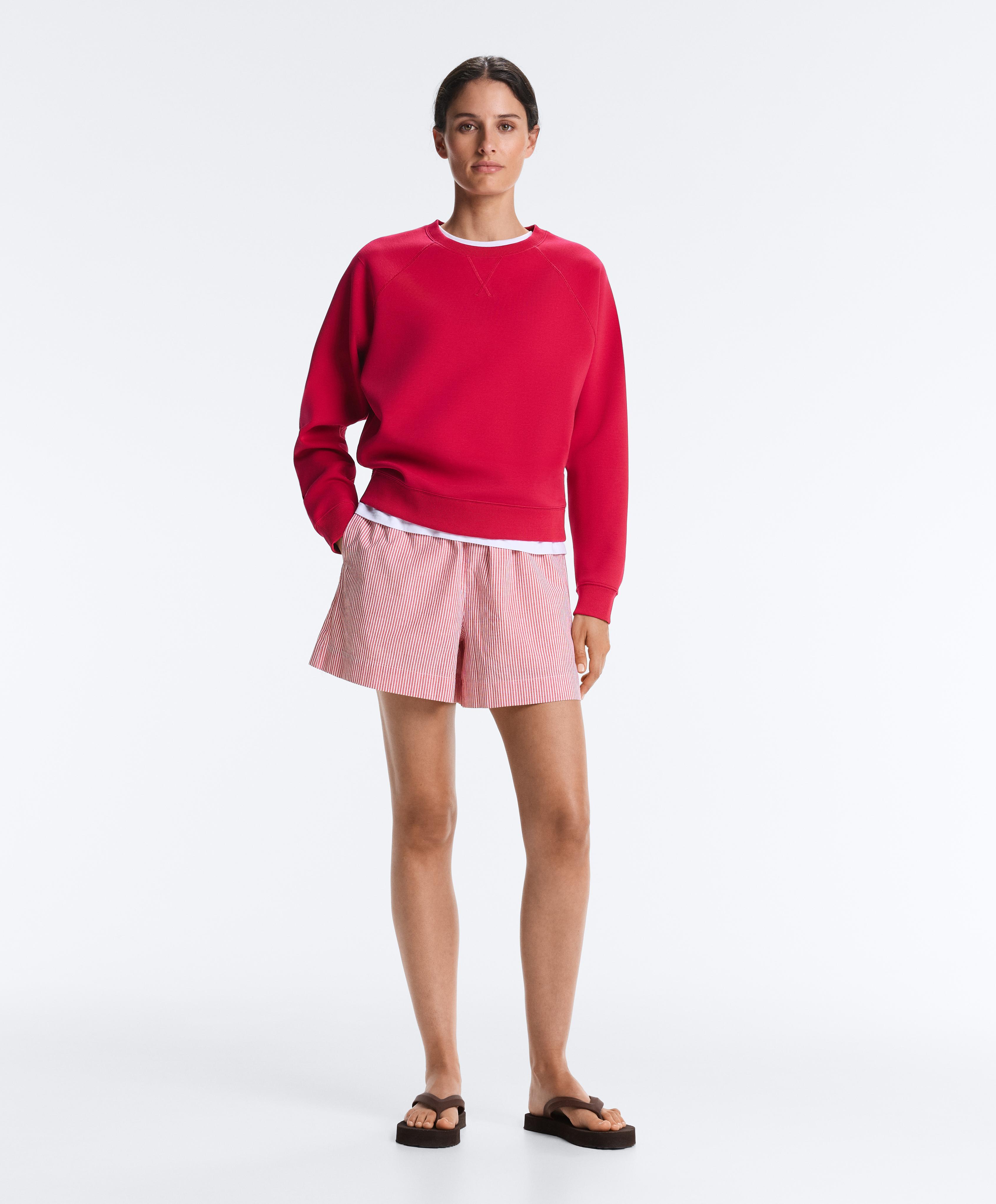 Round neck sweatshirt with piqué cotton — RED