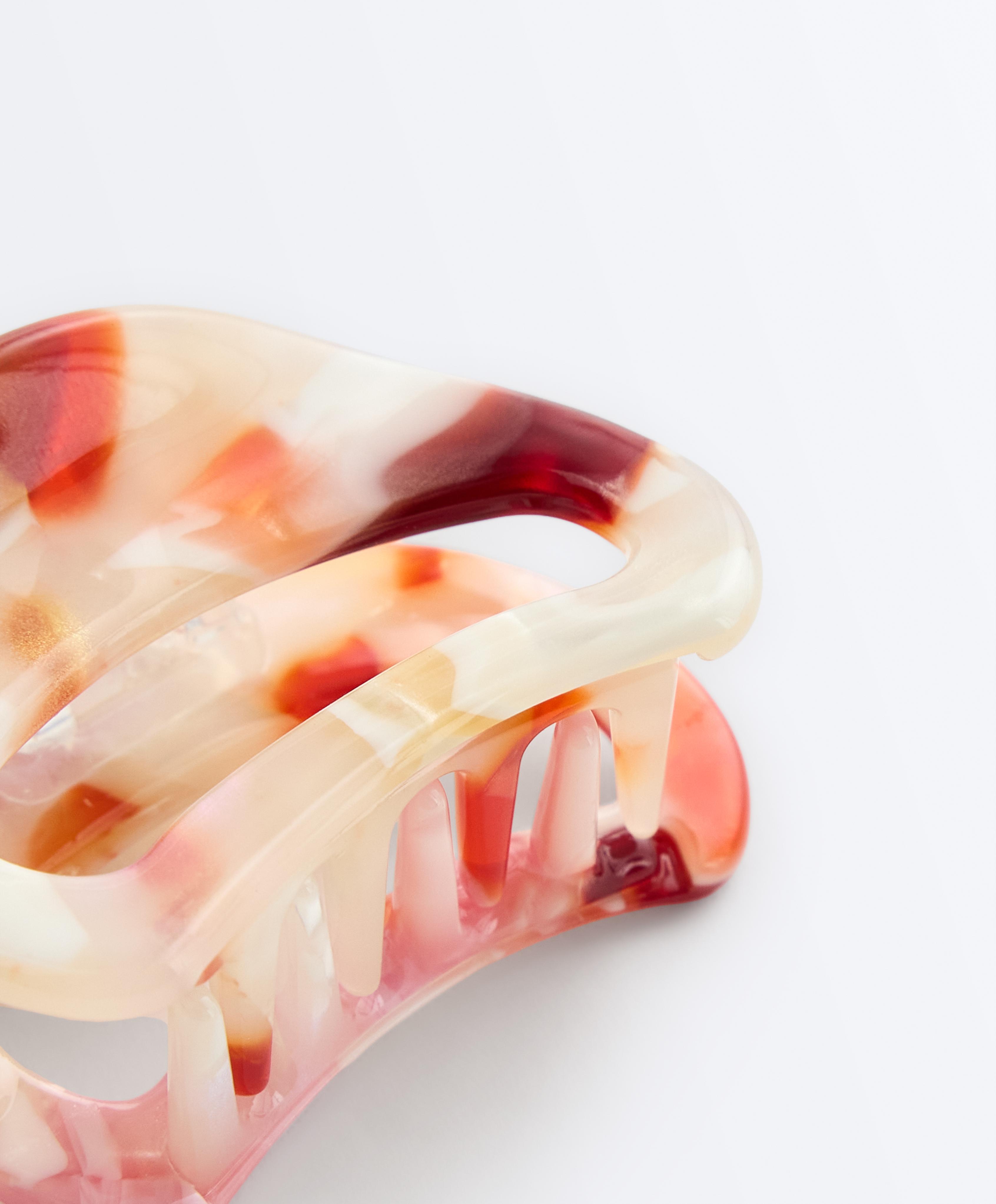 2 mini asymmetric hair clips — PALE RASPBERRY