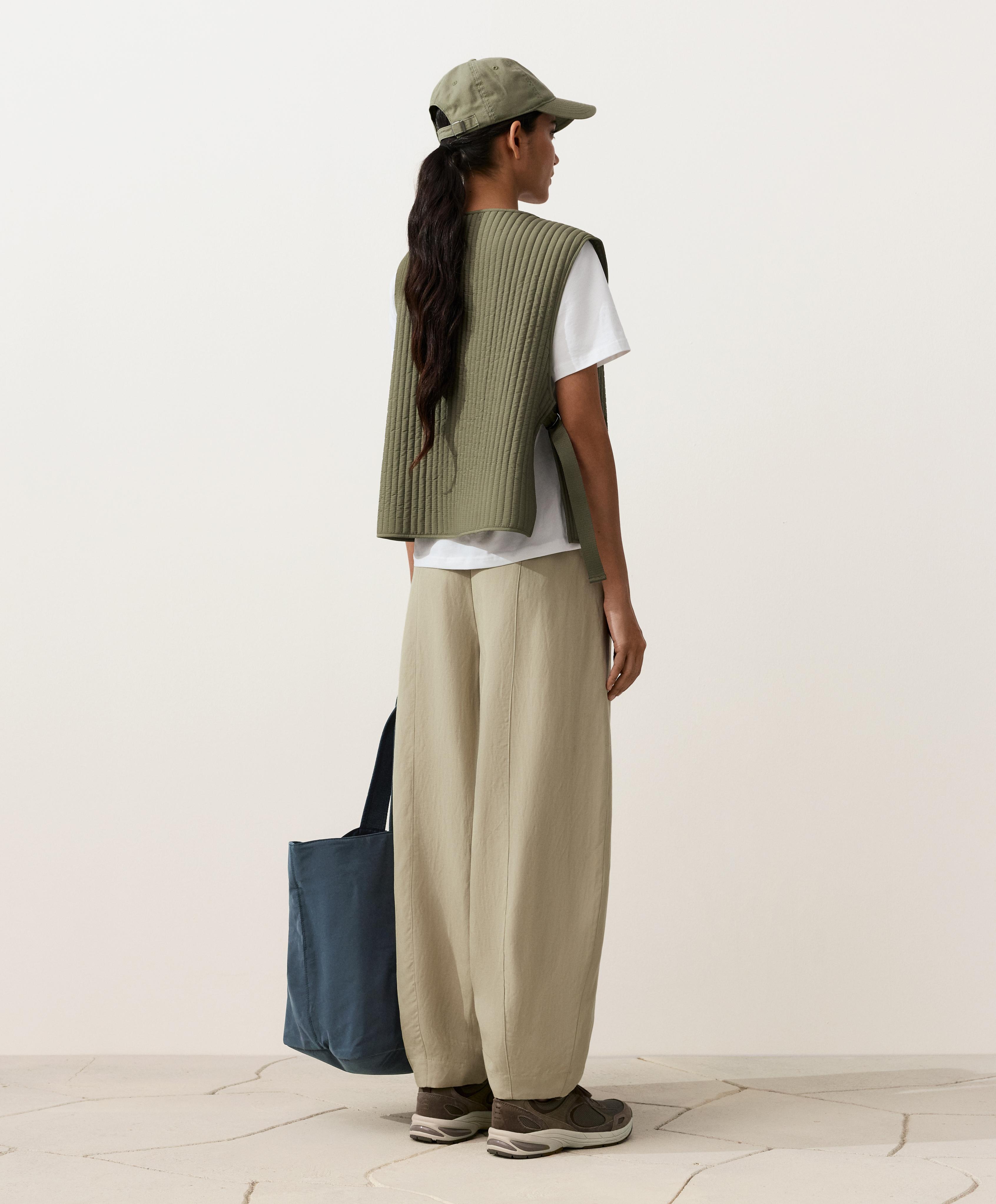 Balloon trousers lyocell blend and 24% linen with seams — GREEN BEIGE