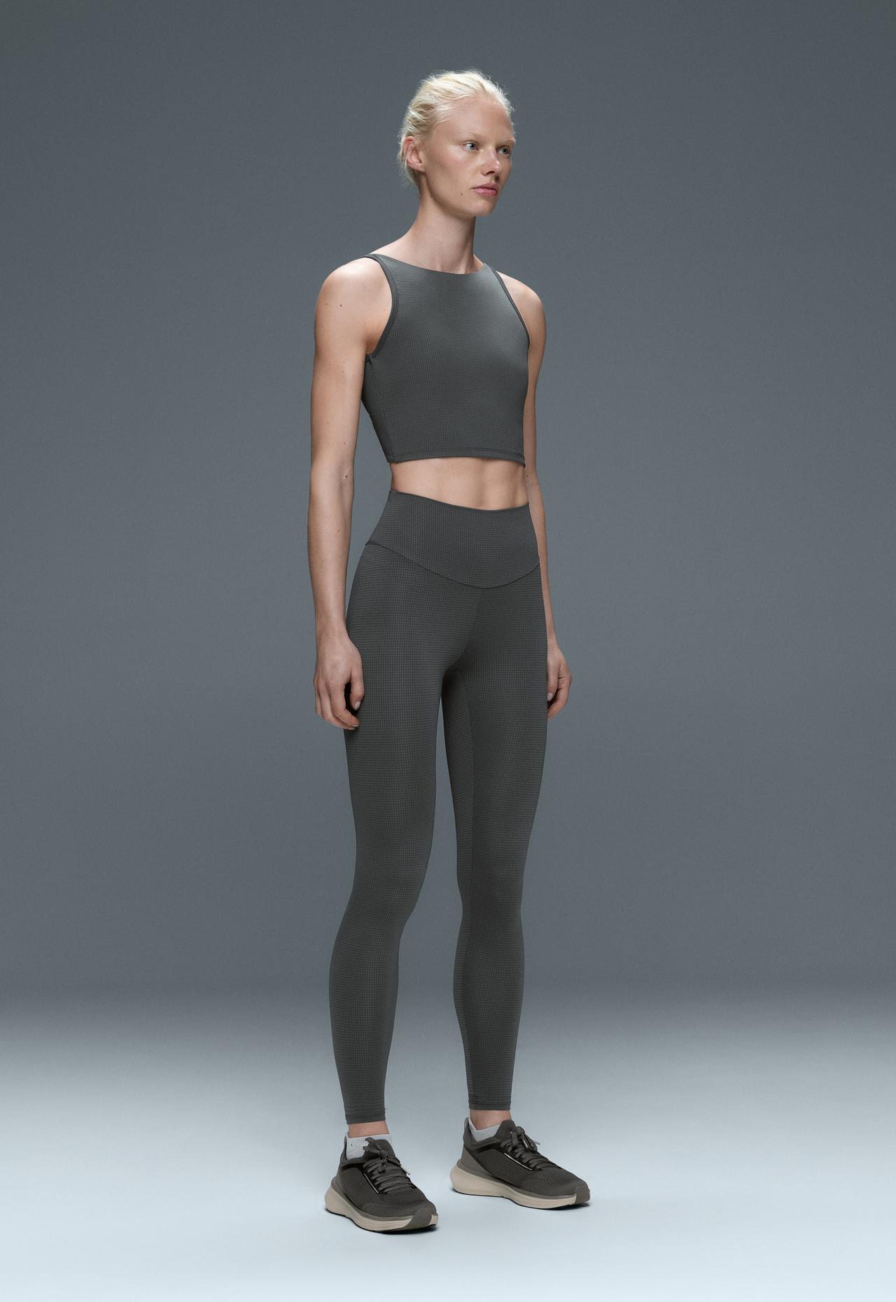 Halter houndstooth print tank top — ANTHRACITE
