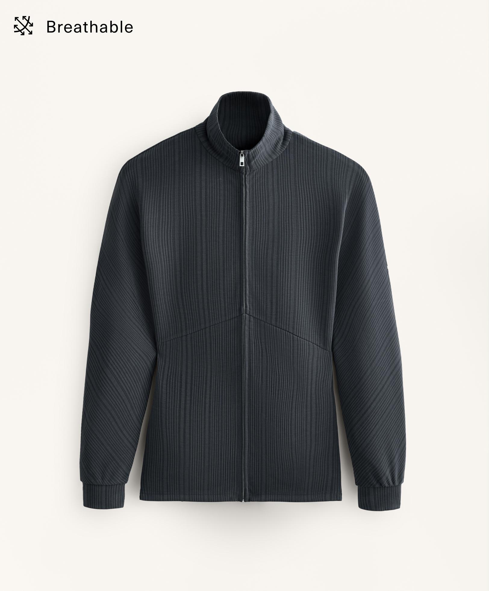 Long asymmetrical stripe jacket with modal — ASPHALT