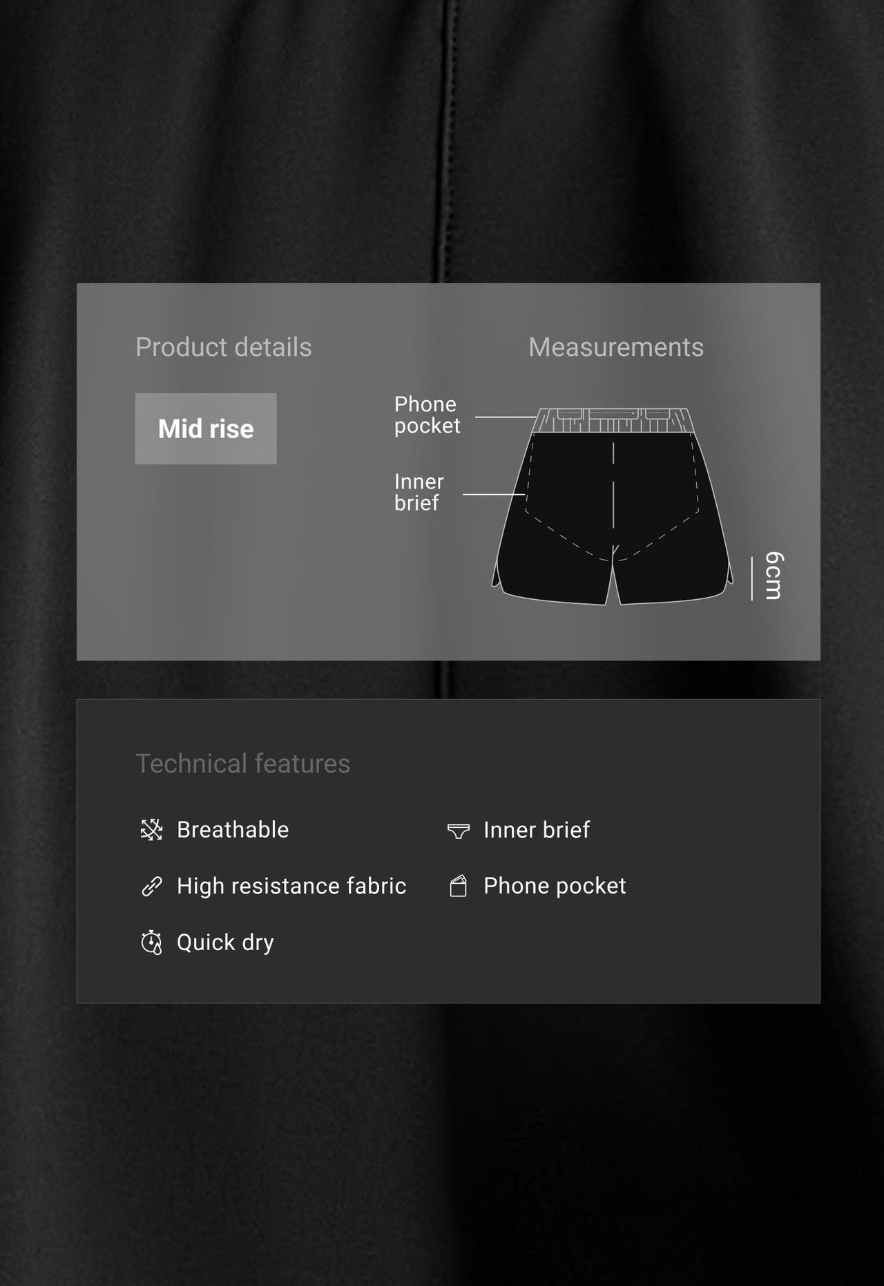 6cm mid-rise technical shorts — BLACK