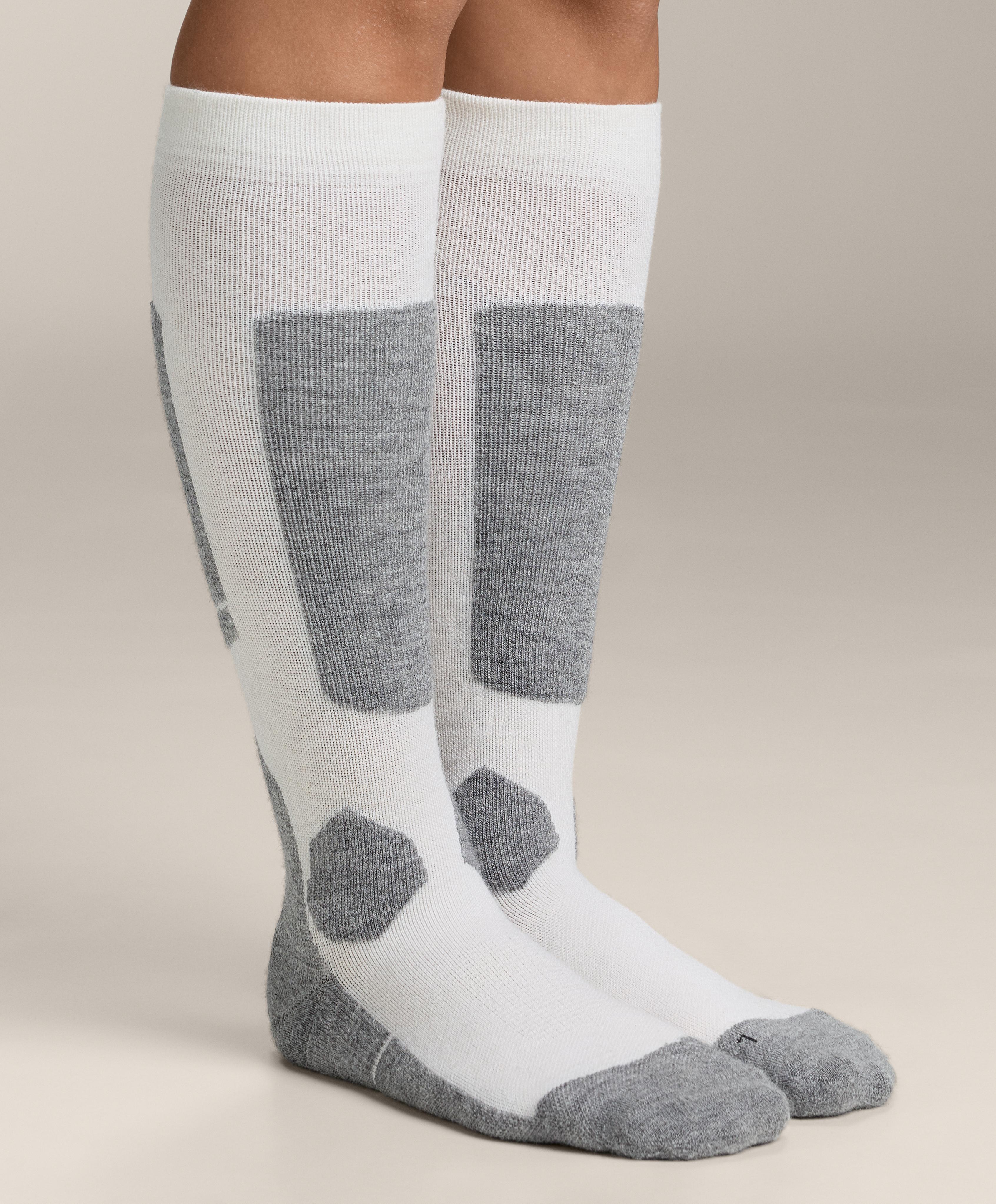 WOOLMARK® wool blend long ski socks — PALE ECRU