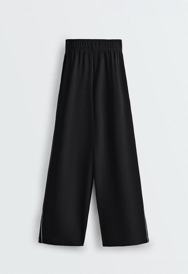 Wide-leg modal piping trousers — BLACK 8