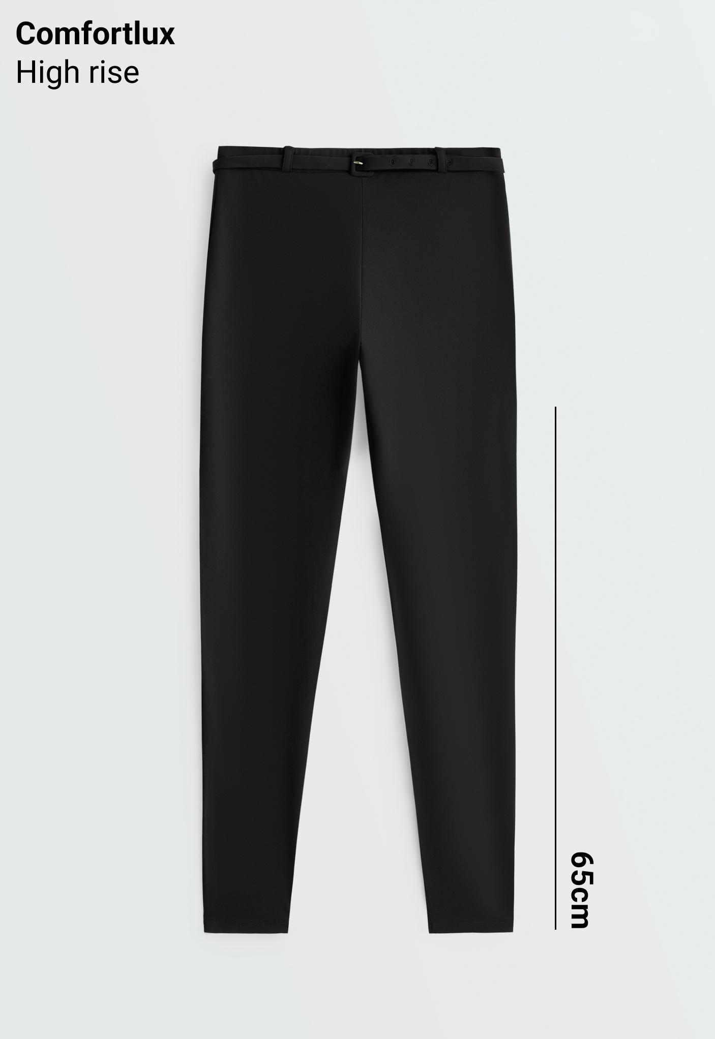 Comfortlux high-rise 65cm ankle-length leggings with belt — BLACK