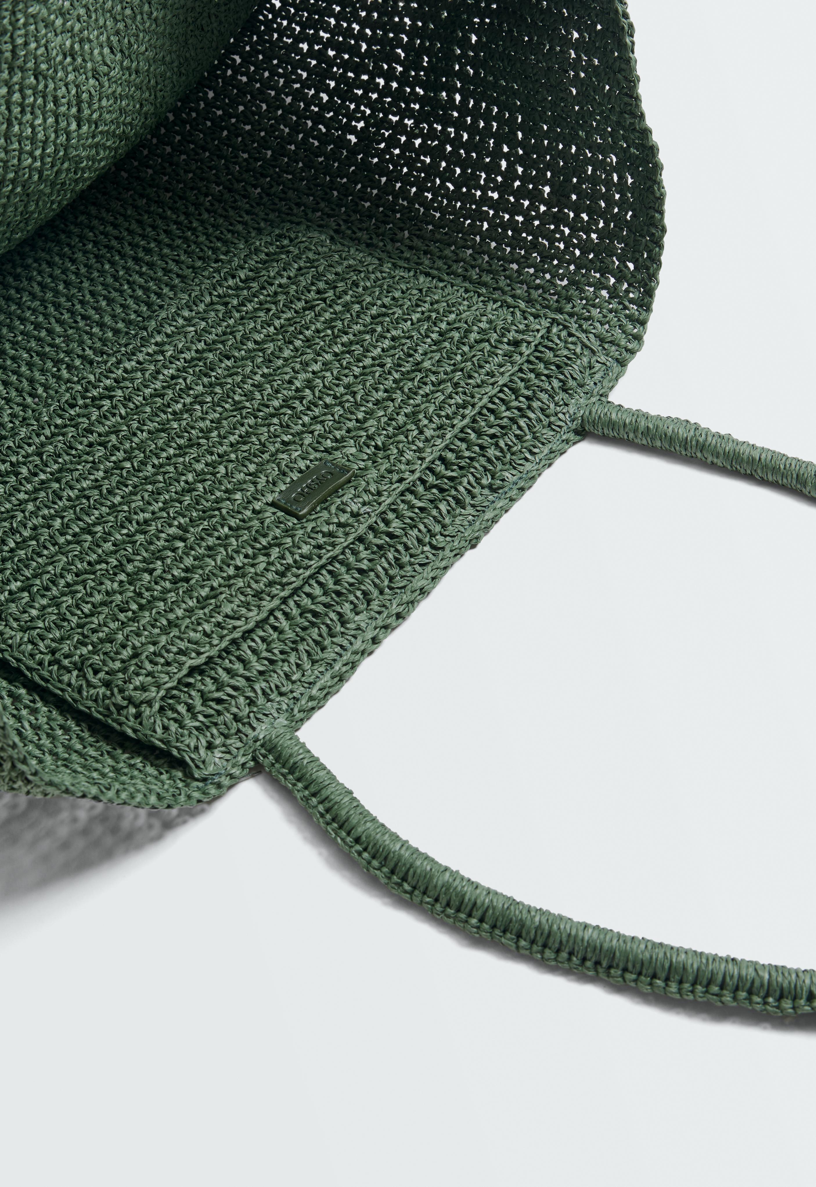 Woven paper shopper — KHAKI