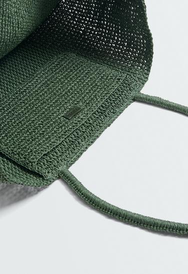 Woven paper shopper — KHAKI 4