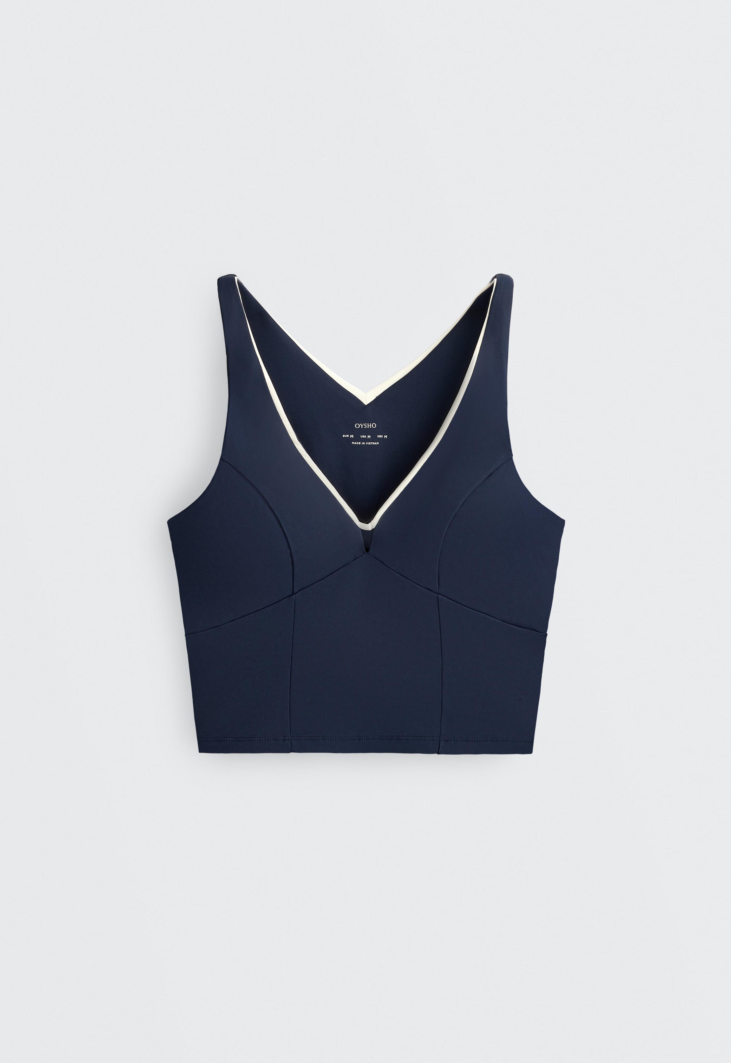 Comfortlux V-neck strappy tank top — NAVY BLUE
