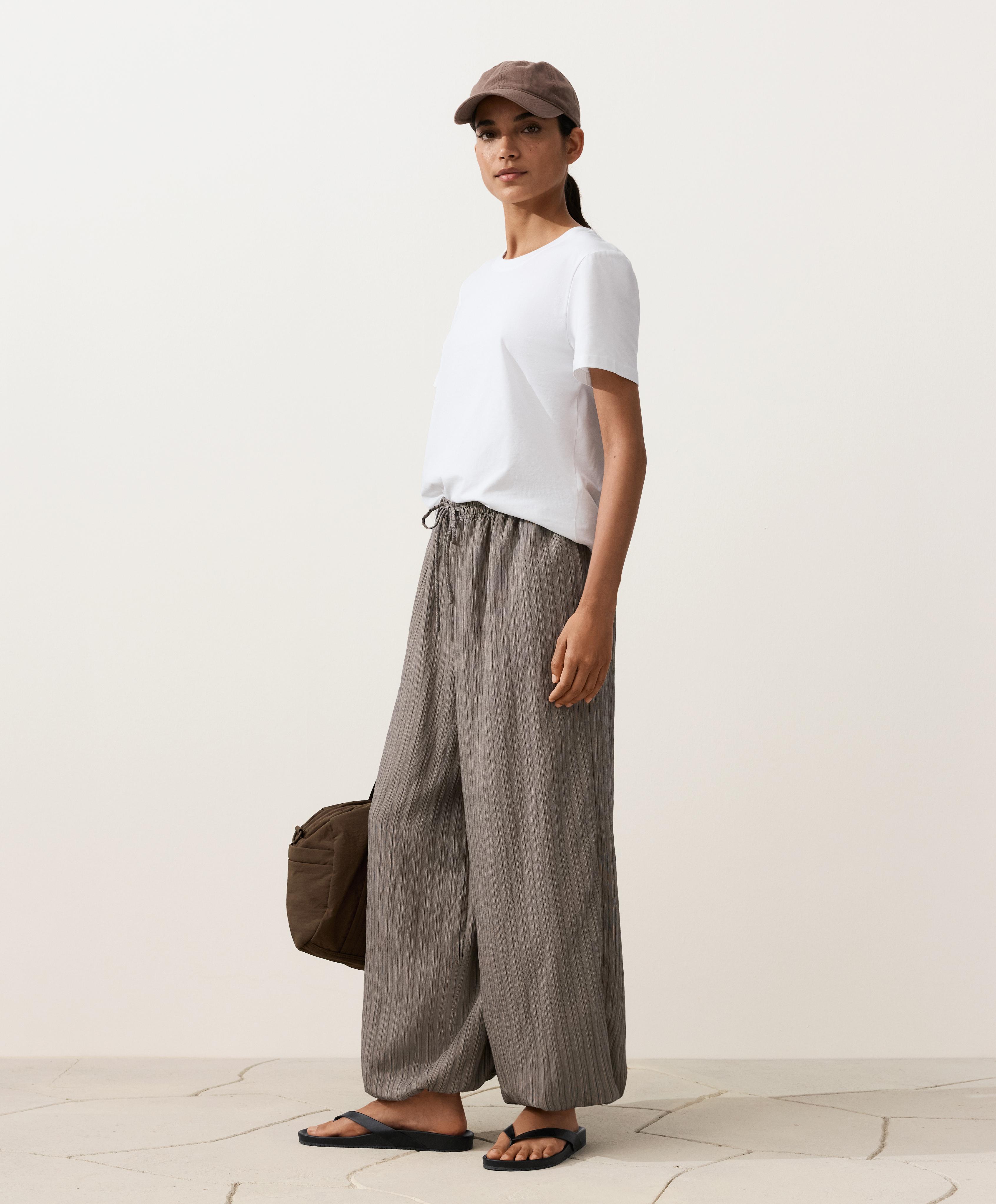 Modal blend striped bloomer trousers — CHARCOAL GREY