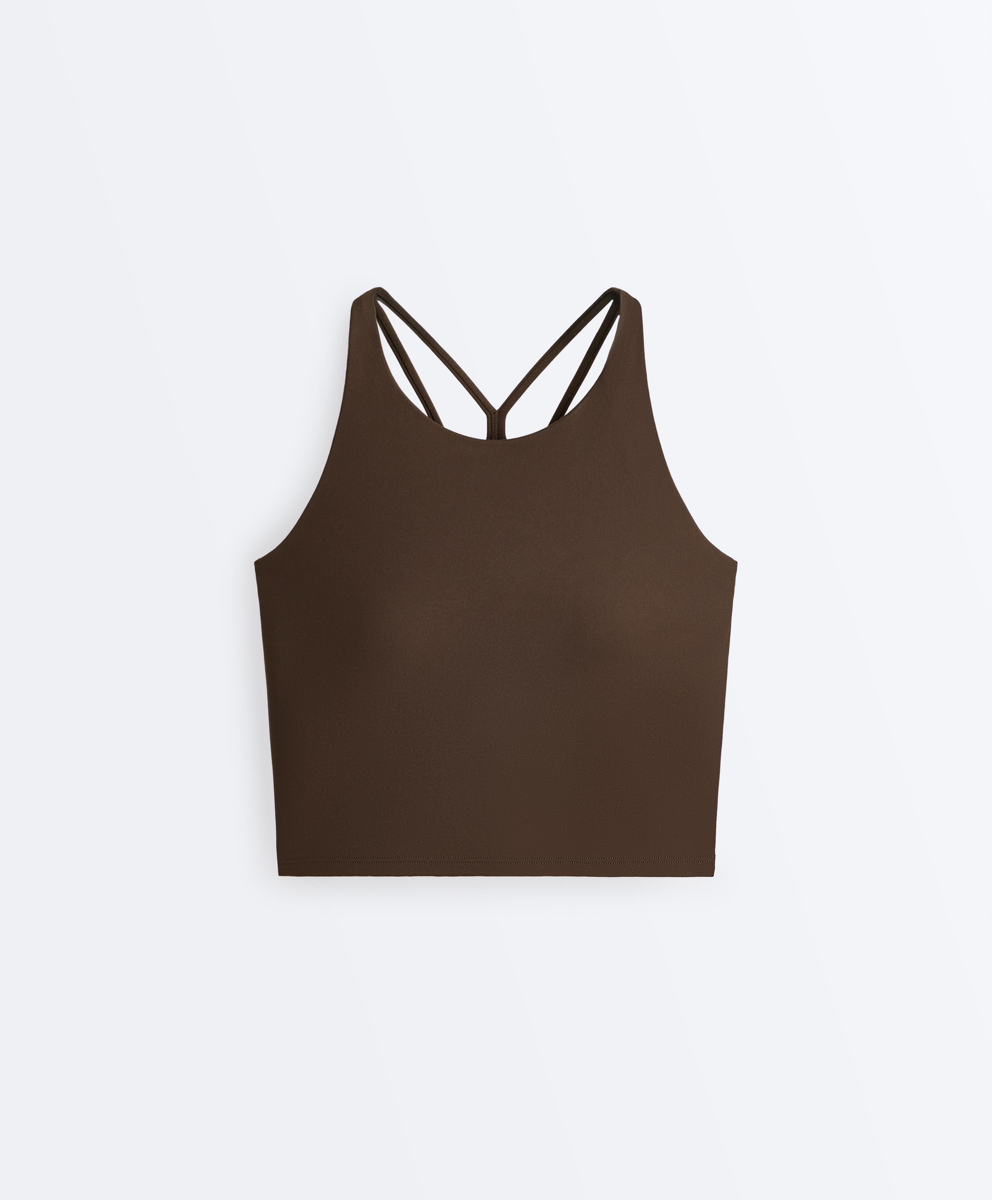 Comfortlux strappy tank top with cups — BROWN