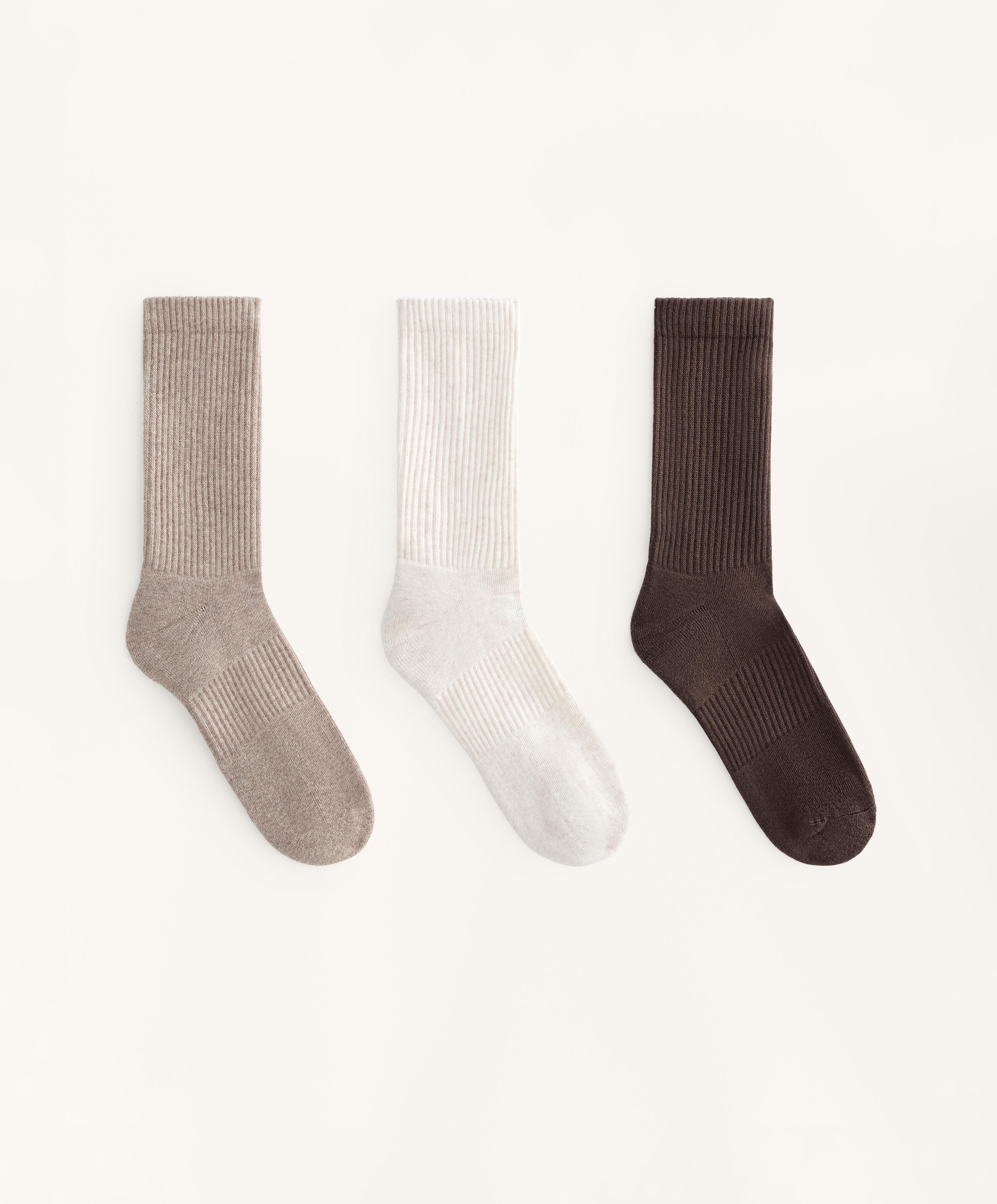 3 pairs of cotton blend classic socks — TAN MELANGE