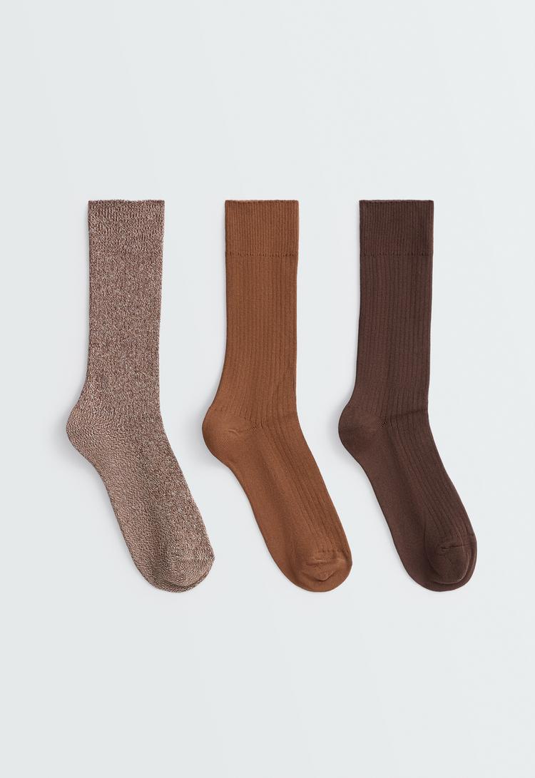 3 pairs of cotton blend classic socks — CHOCOLATE      