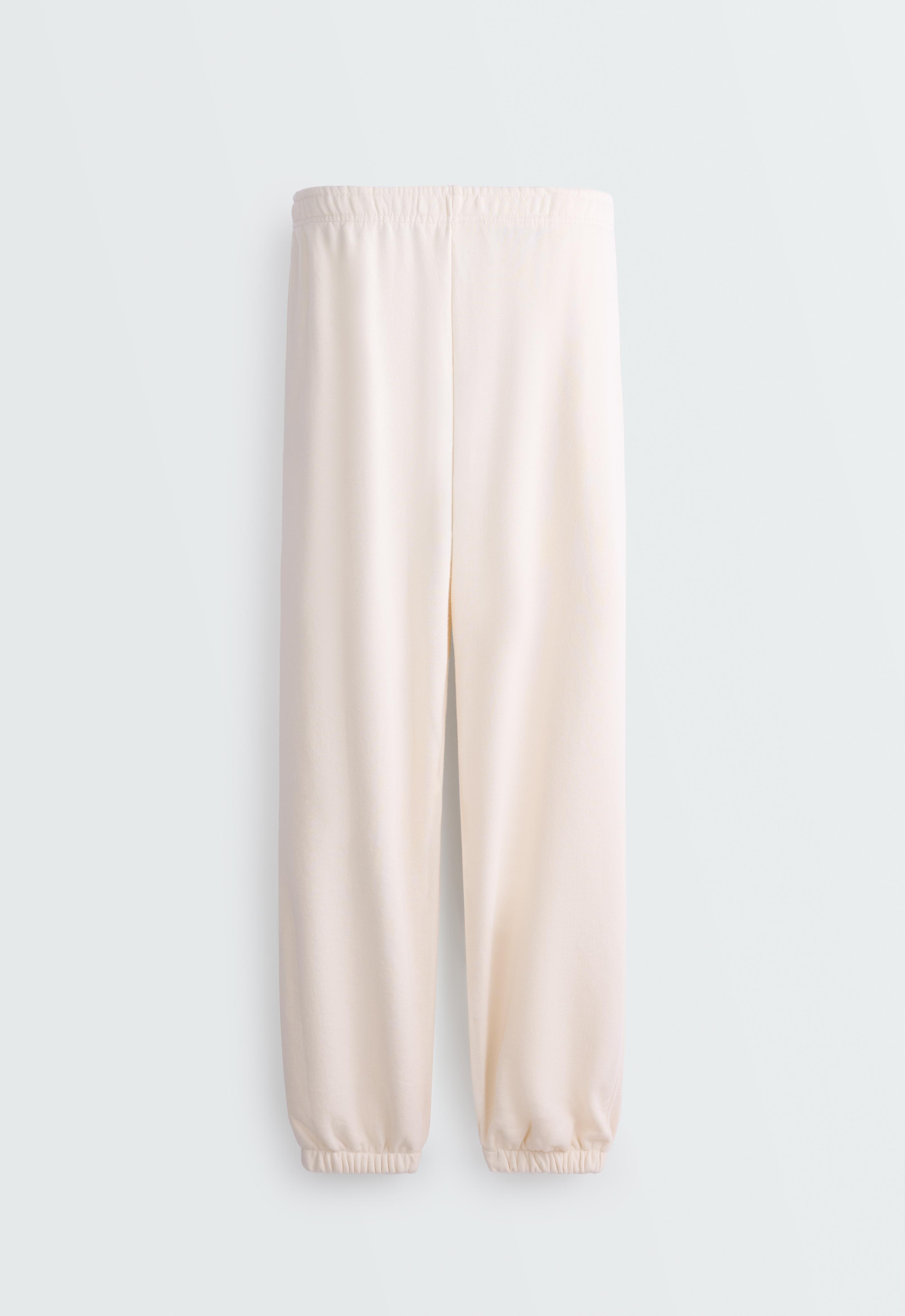 Cotton-blend fleece joggers — PALE ECRU