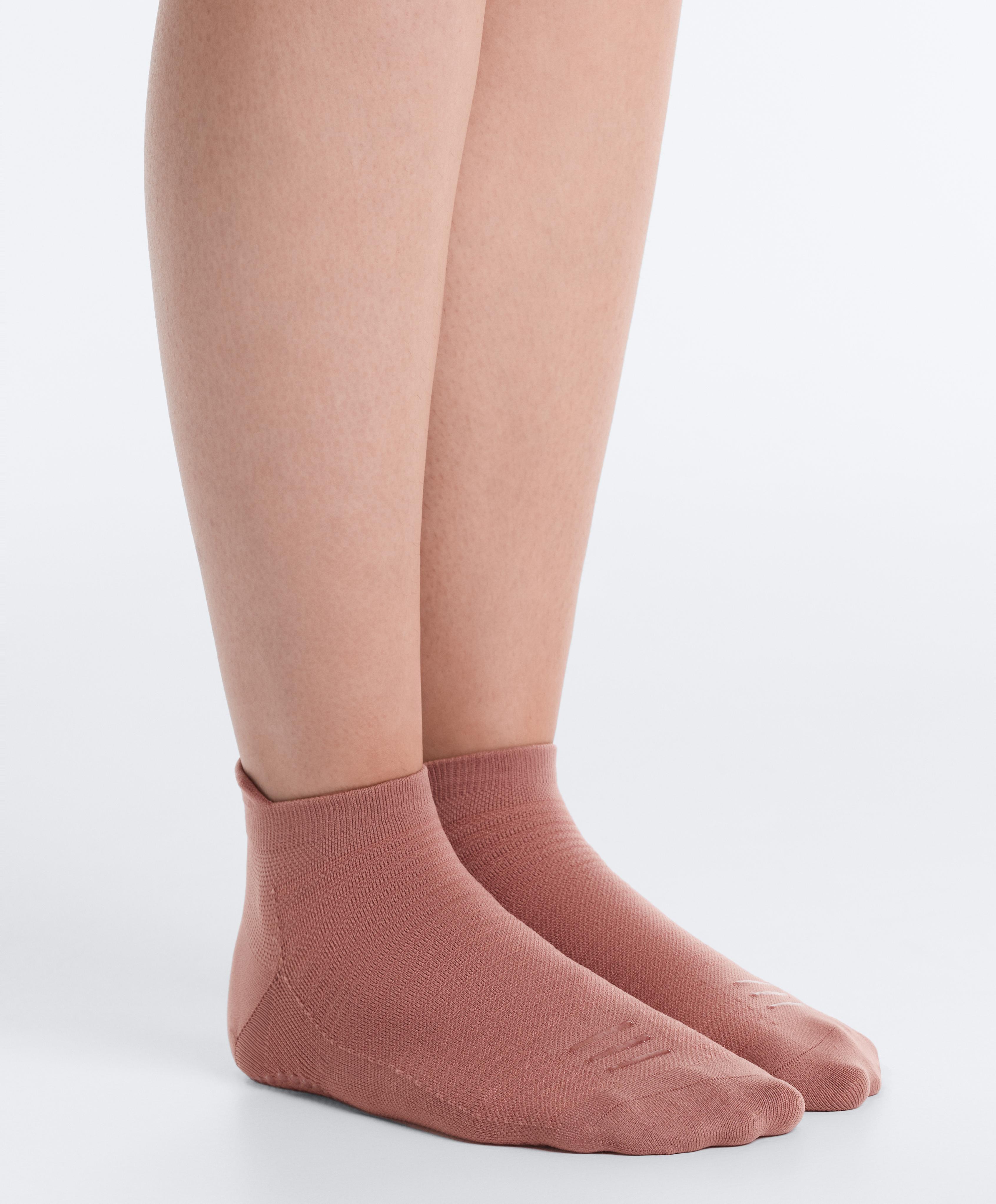 2 pairs of polyamide blend yoga and Pilates sneaker socks — LIGHT STONE