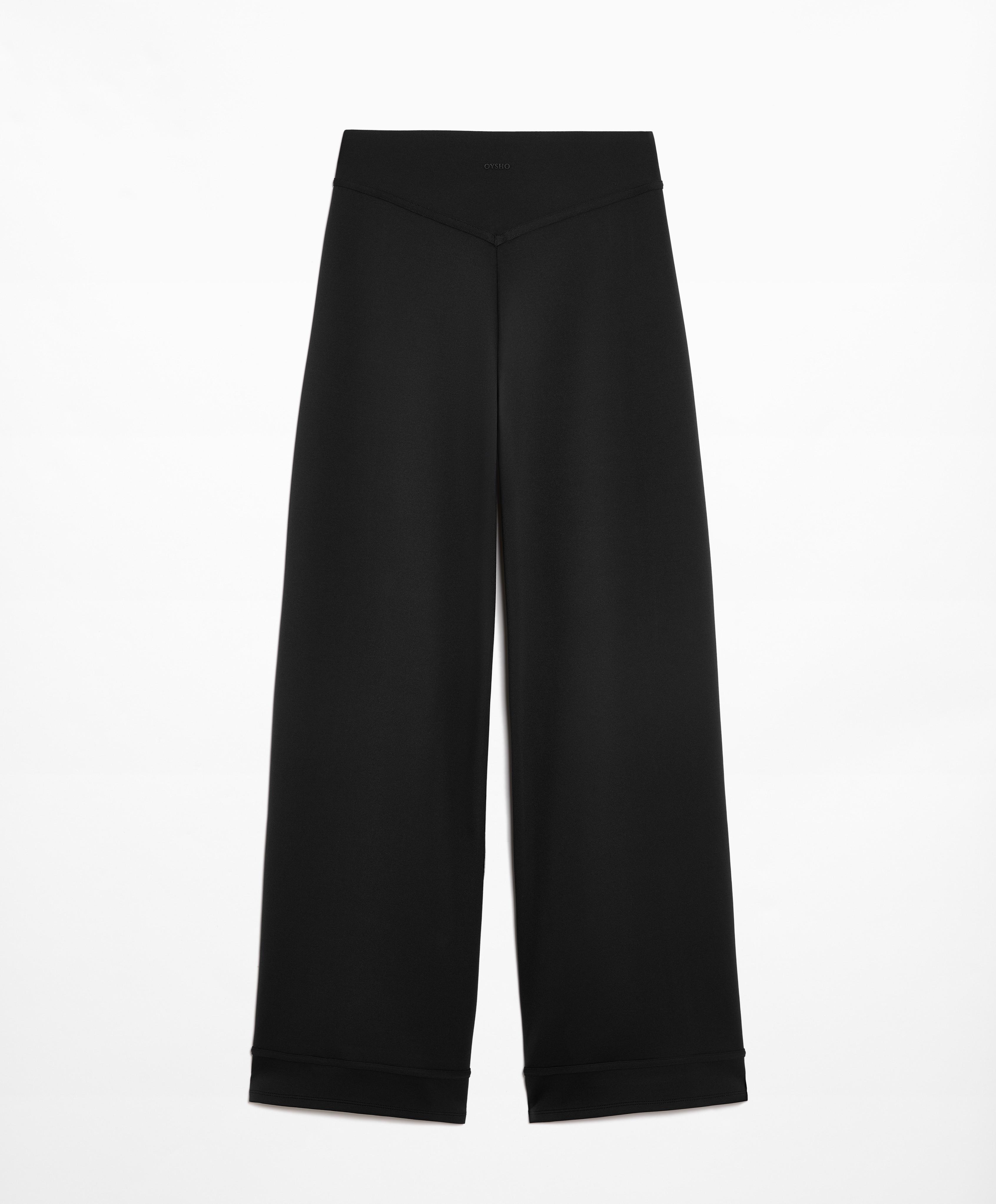 Neoprene-effect wide-leg trousers