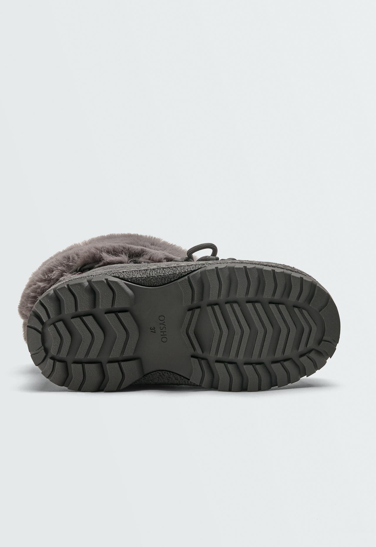 Technical suede lace-up boot — GREY
