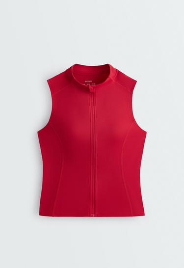 Sleeveless zip T-shirt — STRAWBERRY 7