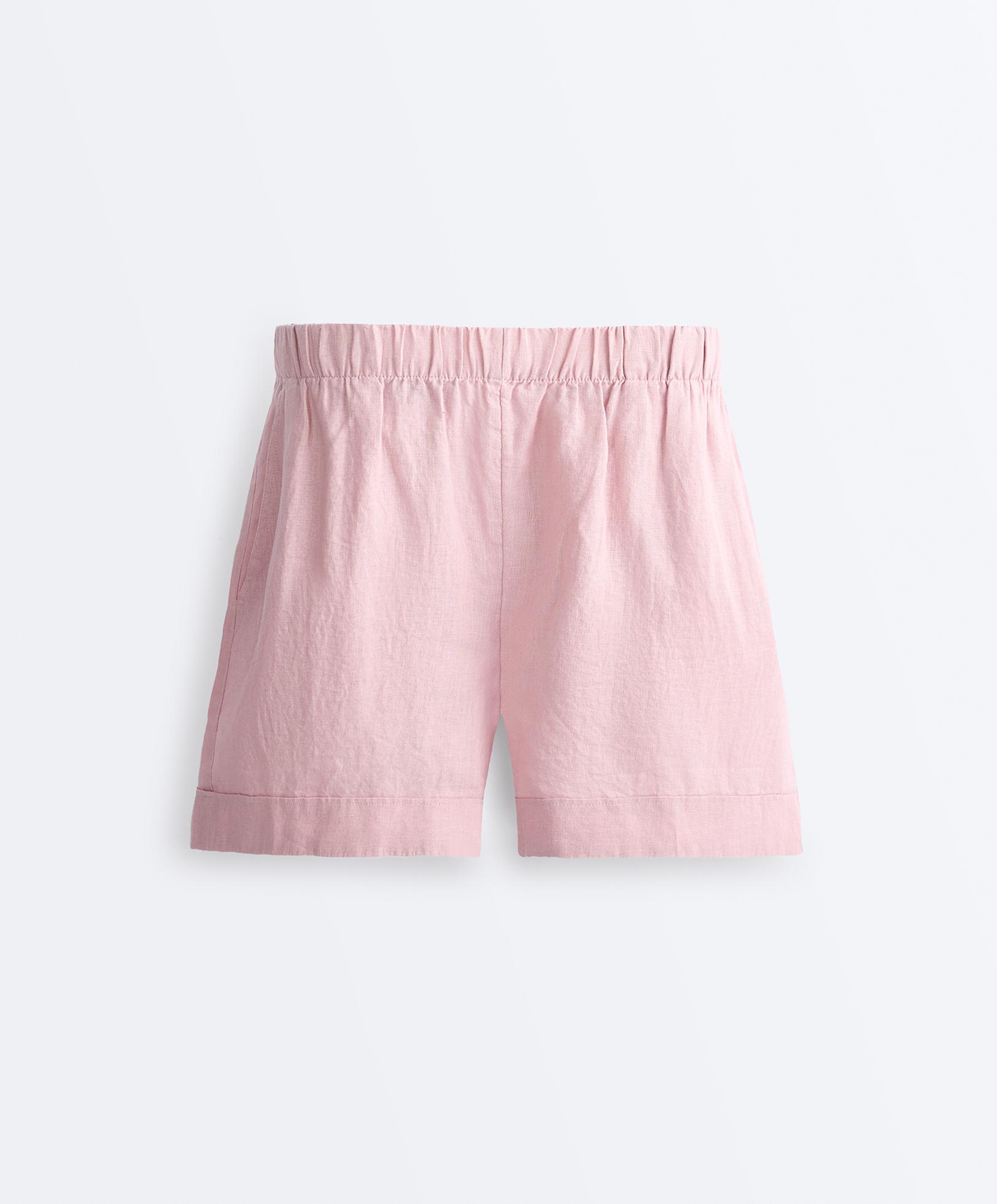 100% linen Bermuda shorts — DUSTY PINK